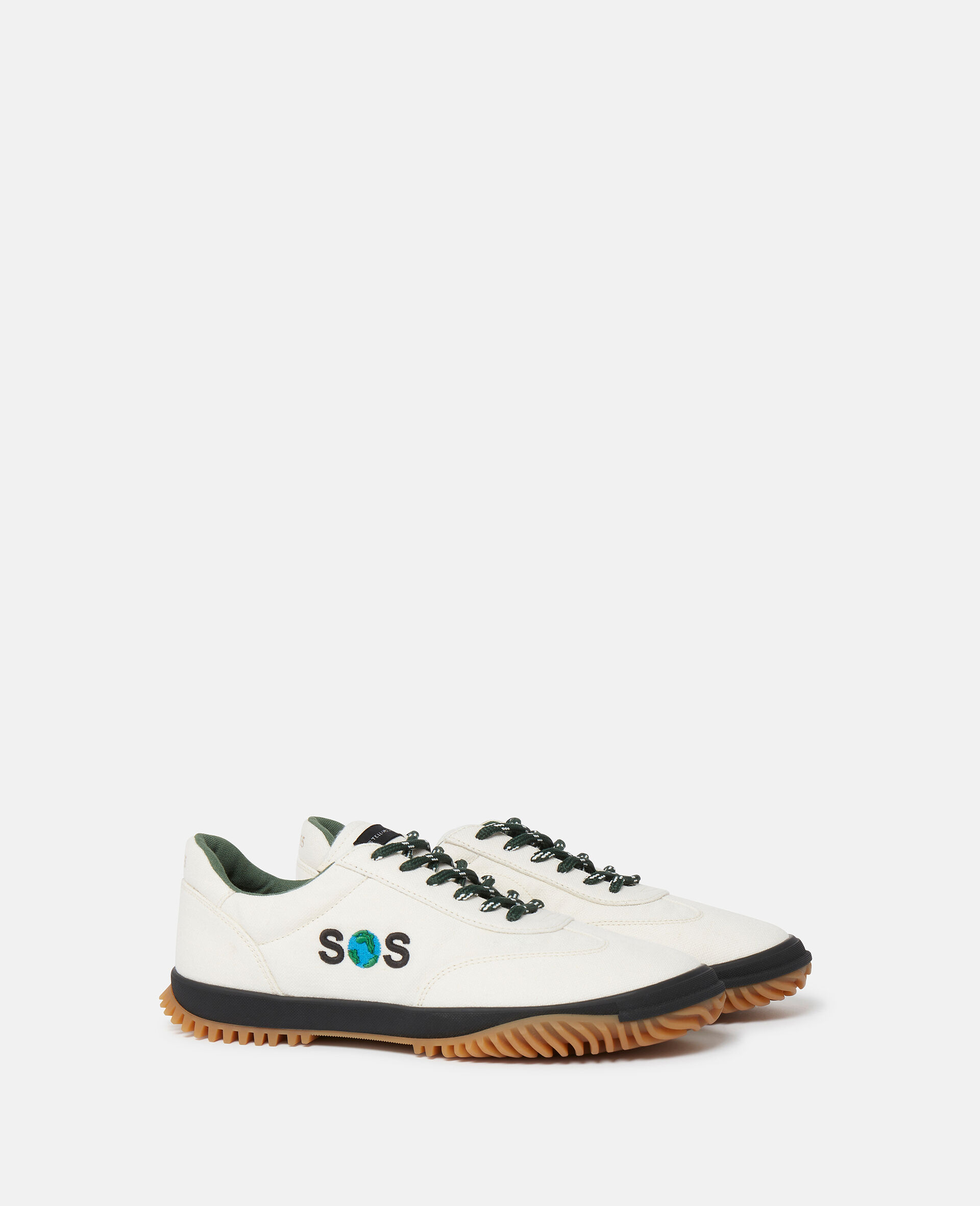 SOS Embroidered S-Wave Sport Trainers-米色-medium