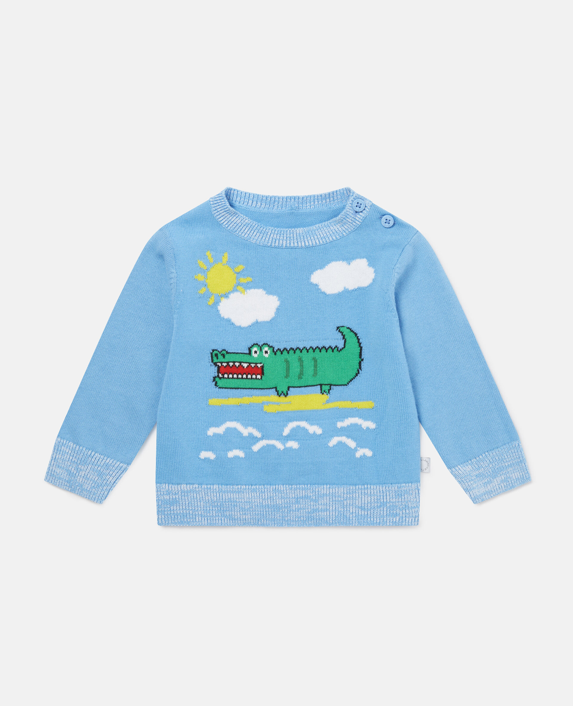 Crocodile Intarsia Knit Sweater-Blue-large image number 0