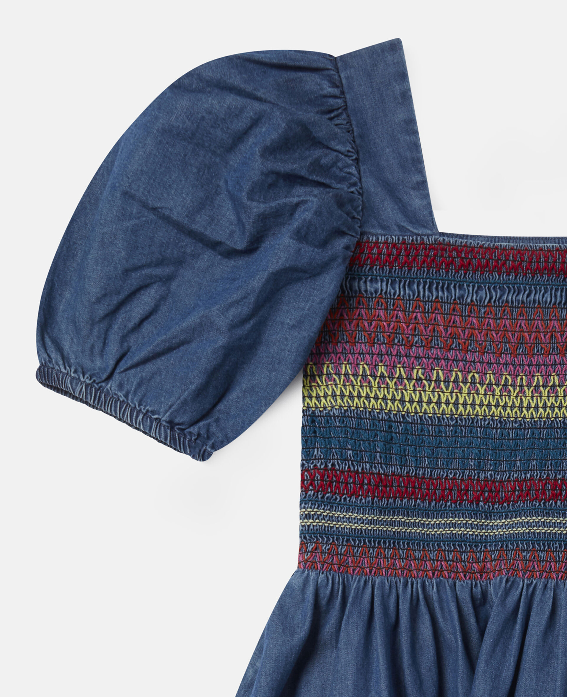 Embroidered Chambray Dress-Blue-large image number 1