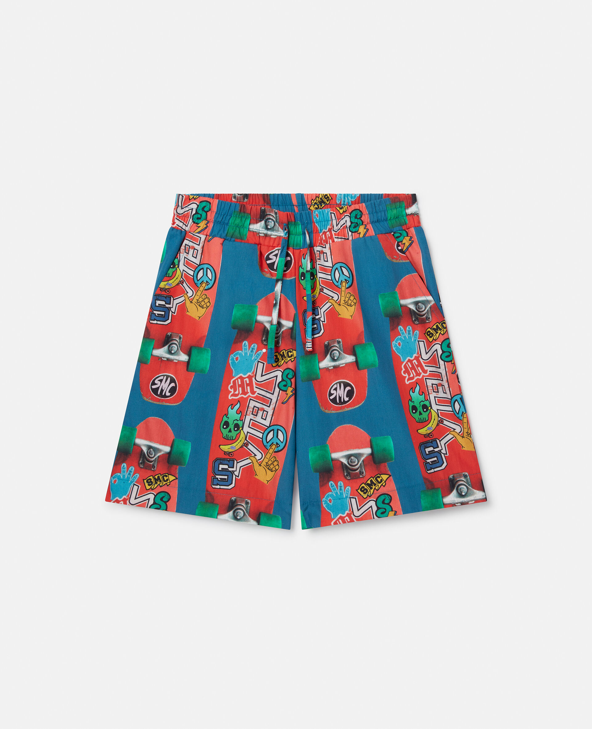 Skateboard Print Shorts-Red-large image number 0