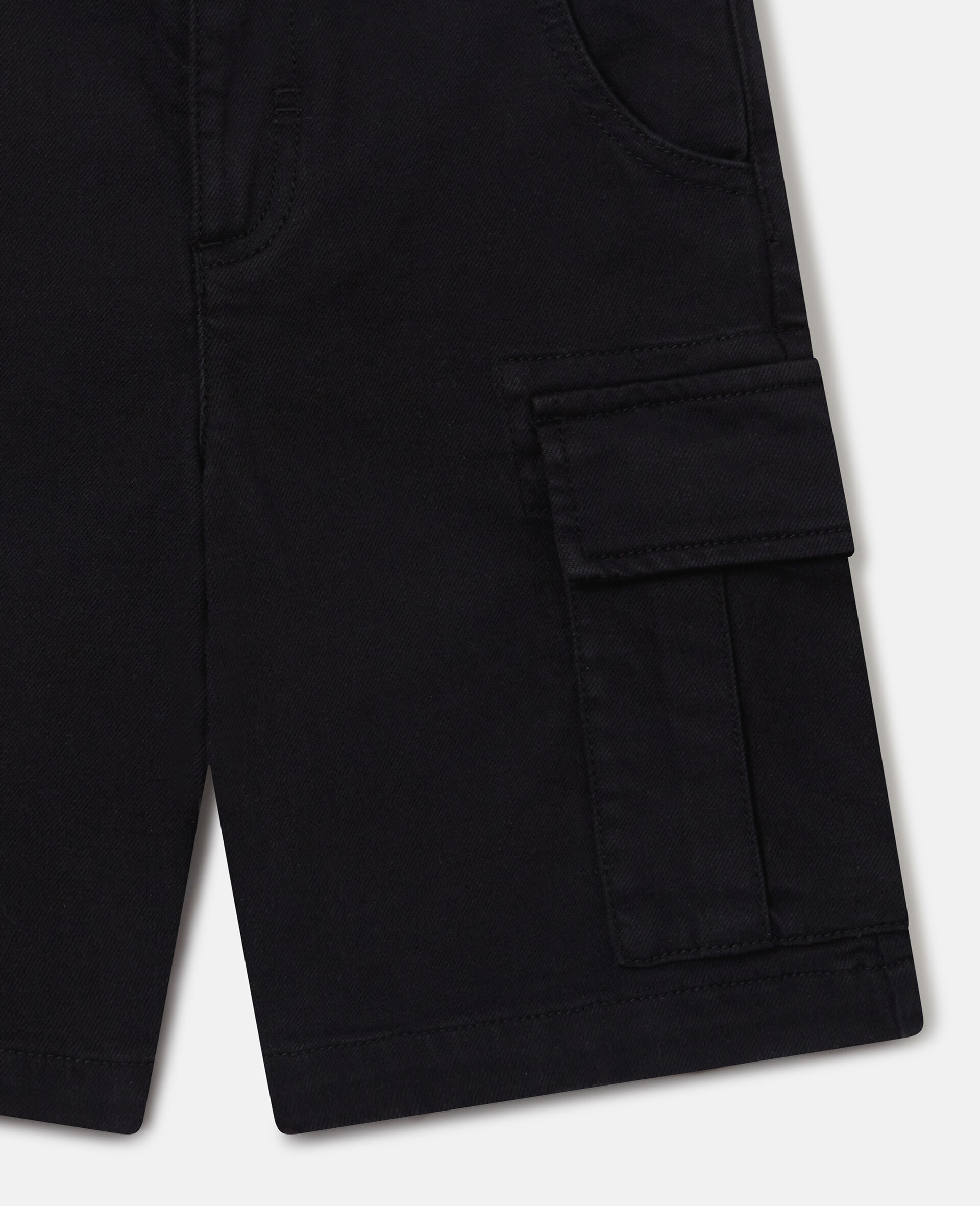 Gabardine Cargo Shorts-Black-large image number 3