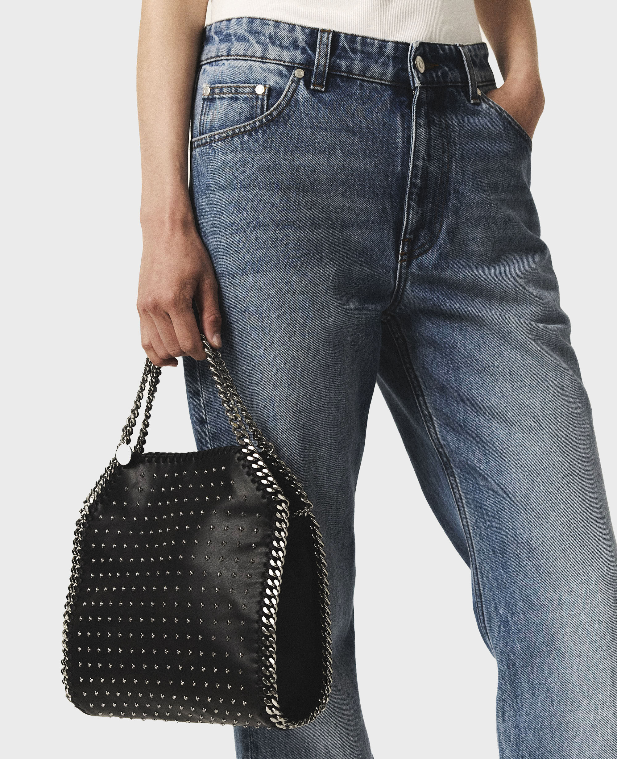 Women Black Limited-Edition Falabella Star Studs Mini Tote Bag