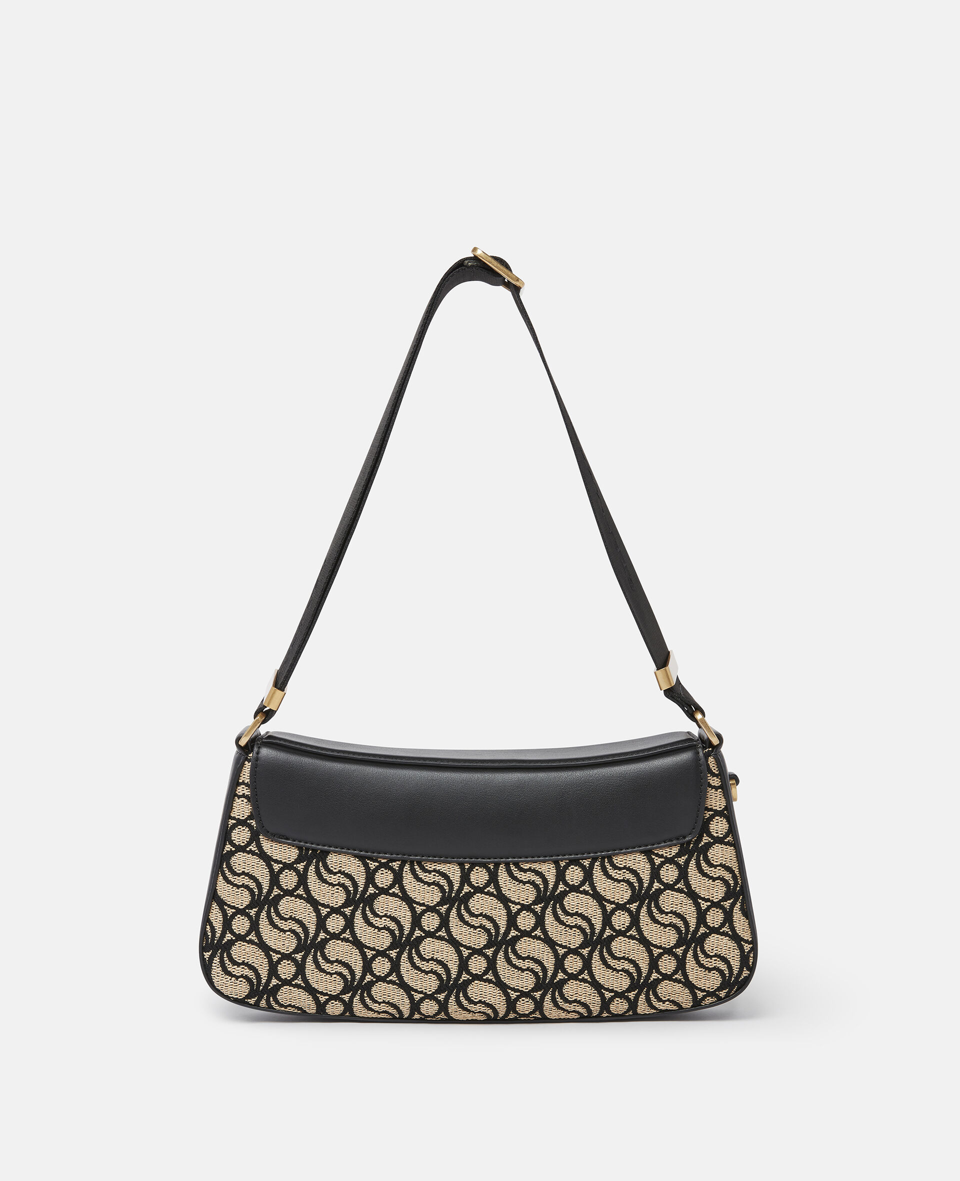 S-Wave Monogram Rafia Shoulder Bag-Beige-large image number 3