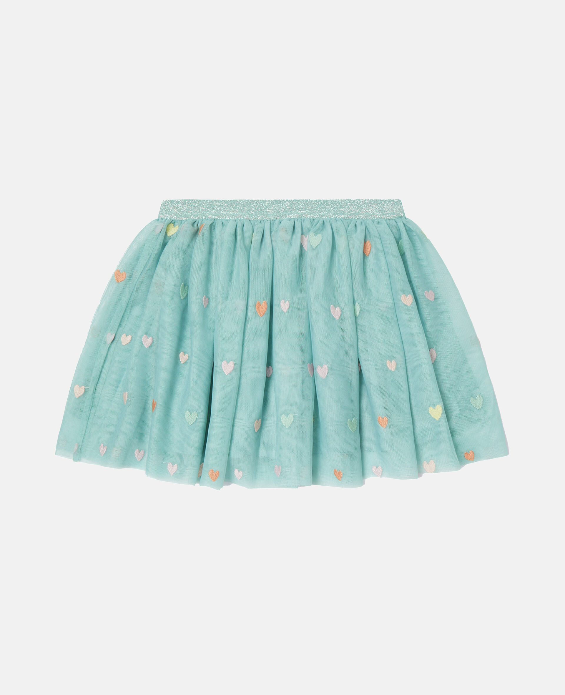Heart Embroidered Tulle Layered Skirt-Grey-large image number 0