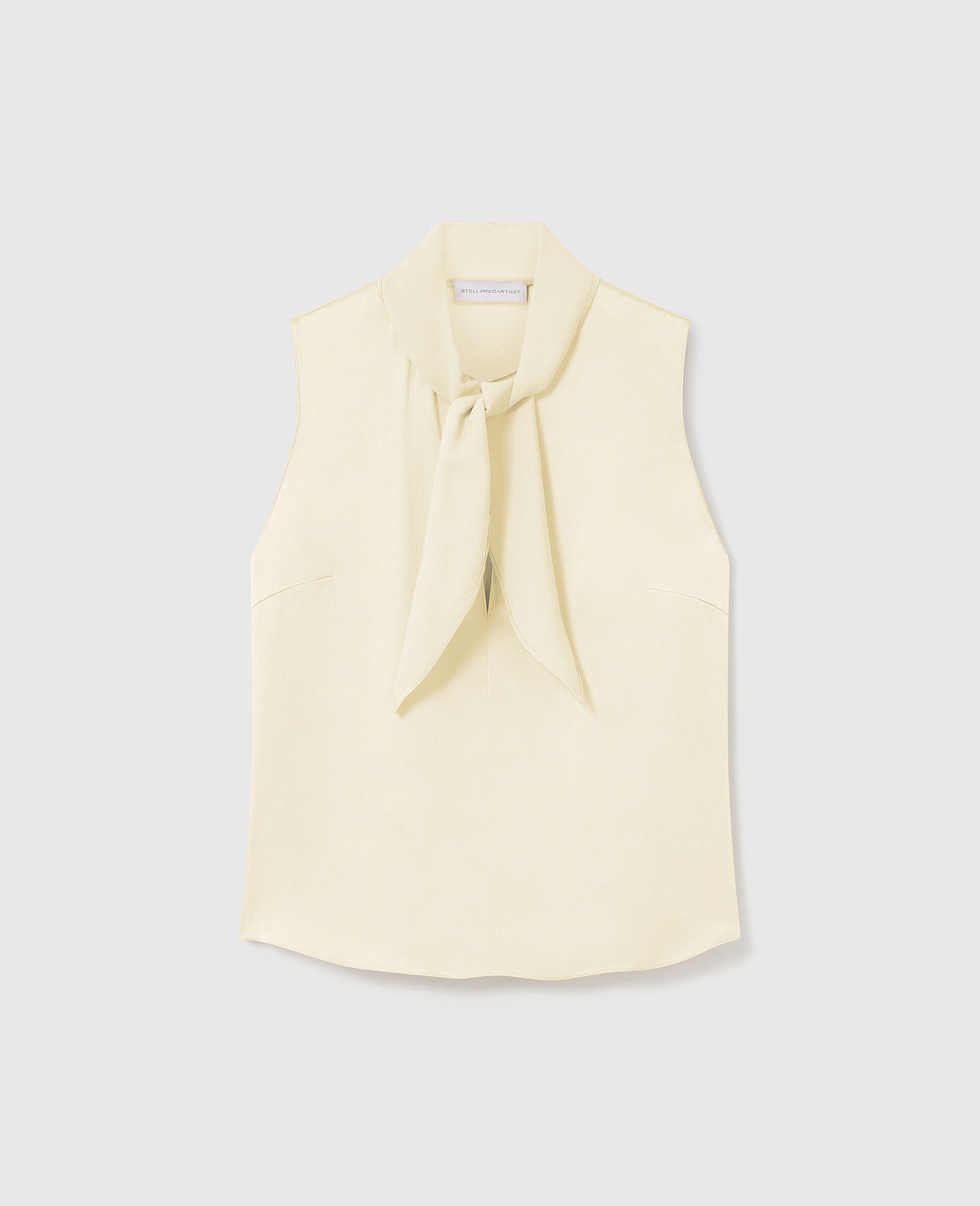 Tie-Neck Sleeveless Satin Top-Yellow-large image number 0