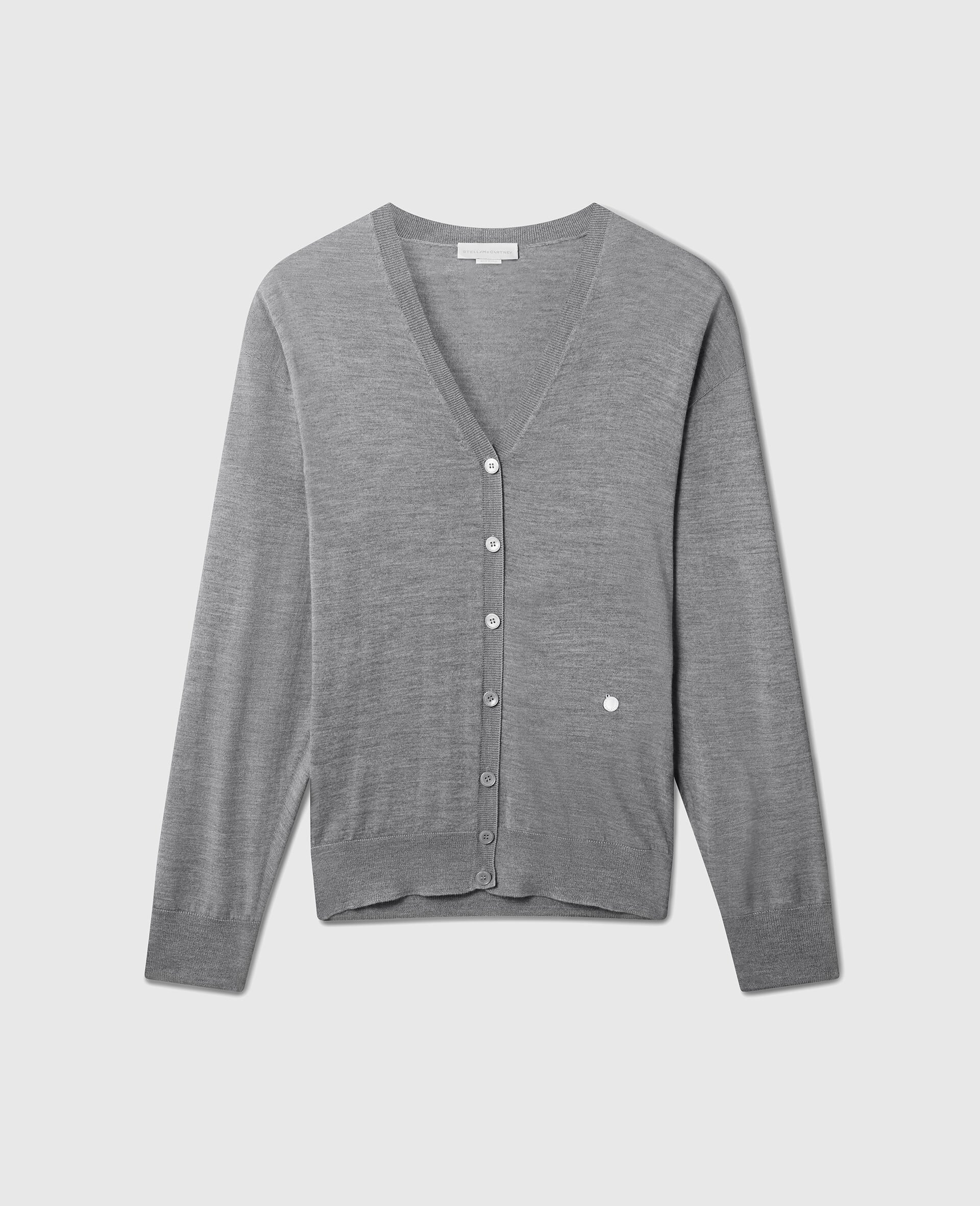 Lightweight Wool Knit Cardigan-Grey-medium
