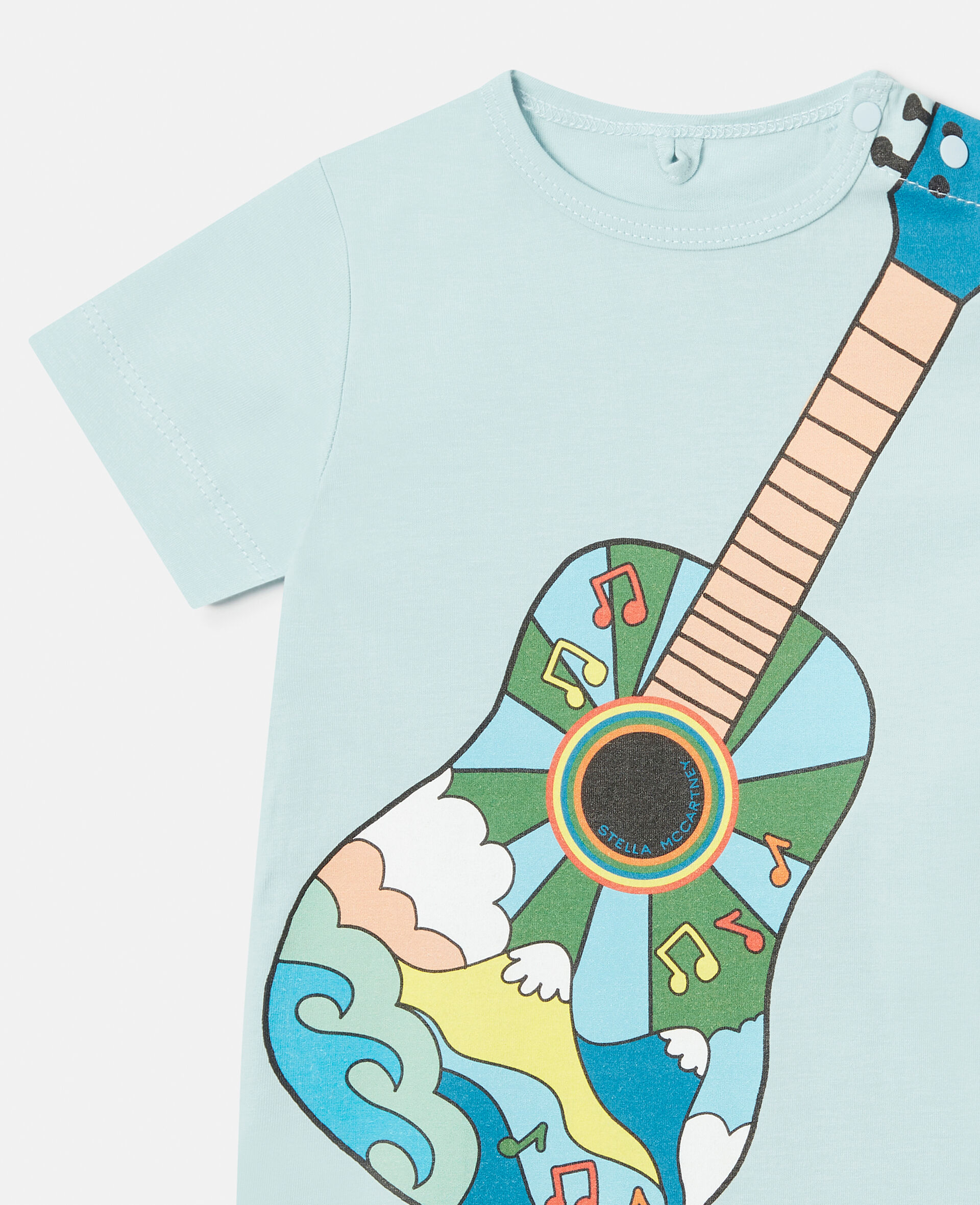 Hippie Guitar Print Romper-Blue-large image number 1