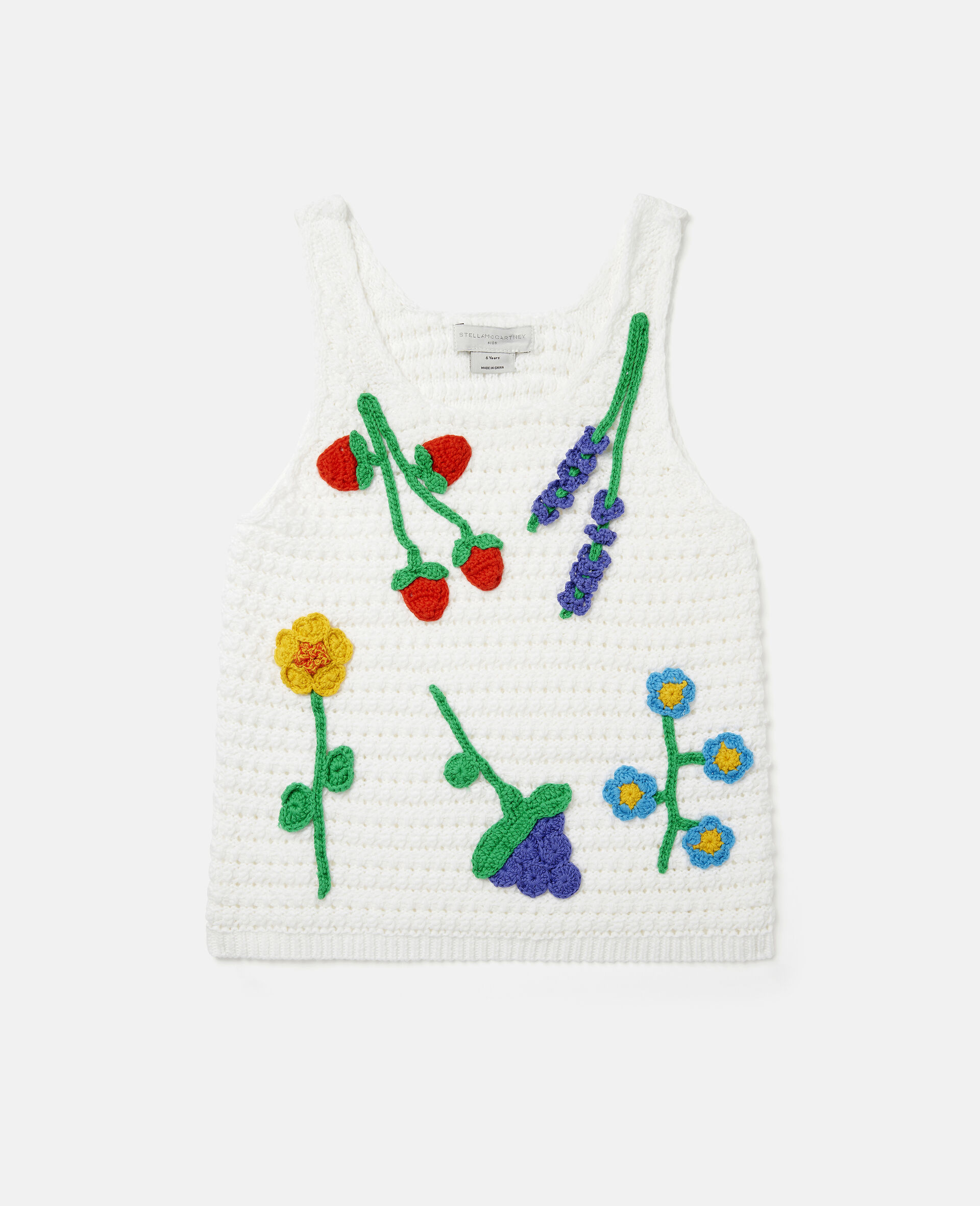 Flower Embroidered Crochet Top-White-large image number 0