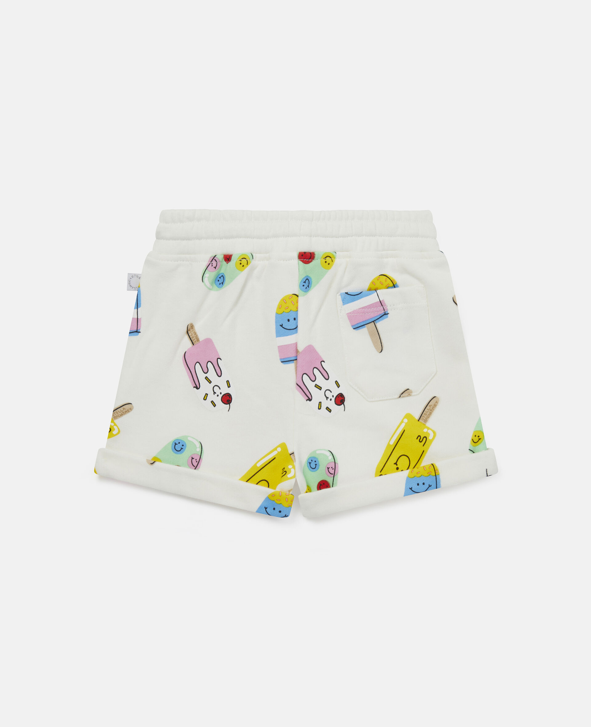 Ice Lolly Print Cotton Fleece Shorts-White-large image number 2