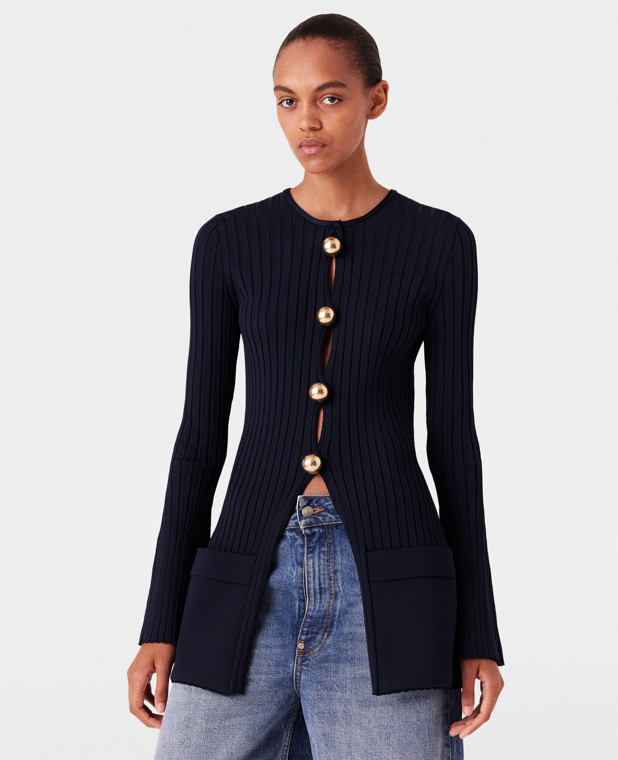 Navy blue long sleeve cardigan outlet