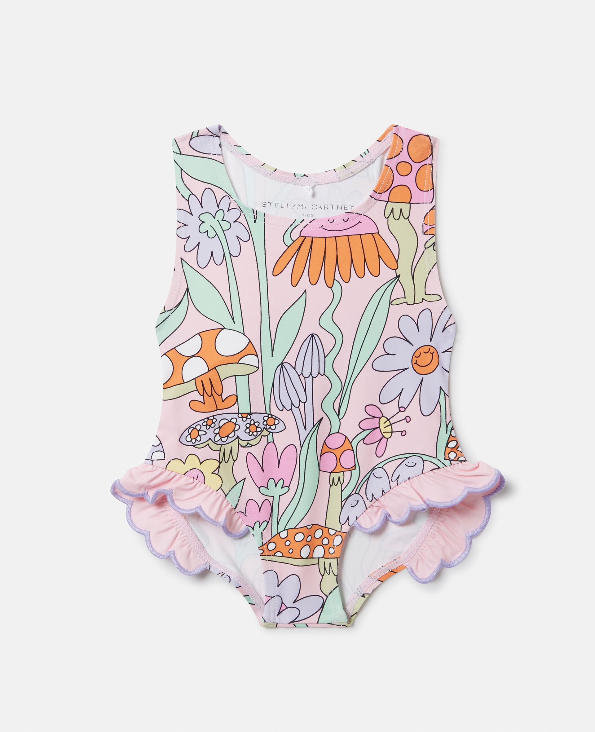 Gekräuselter Badeanzug mit Woodland-Print -Rose-medium
