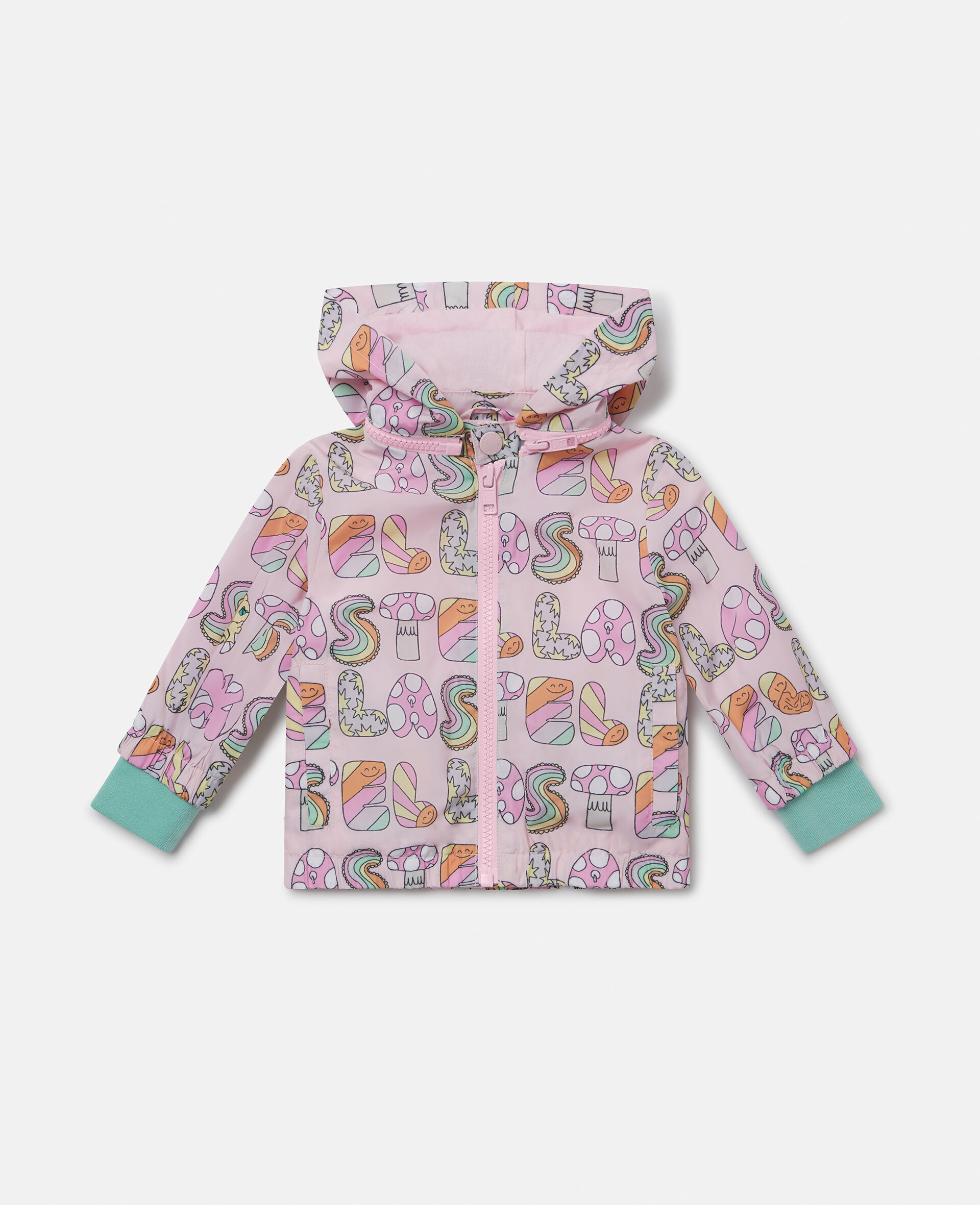 Stella Woodland Lettering Hooded Raincoat-Pink-large image number 0