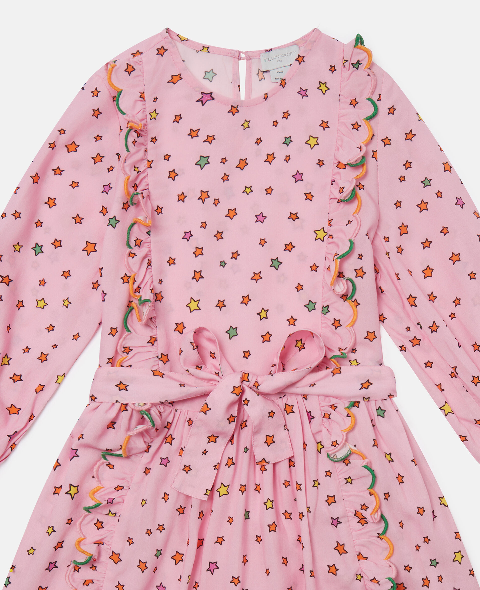 Star Print Long-Sleeve Dress-Pink-medium Star Print Long-Sleeve Dress-Pink-medium