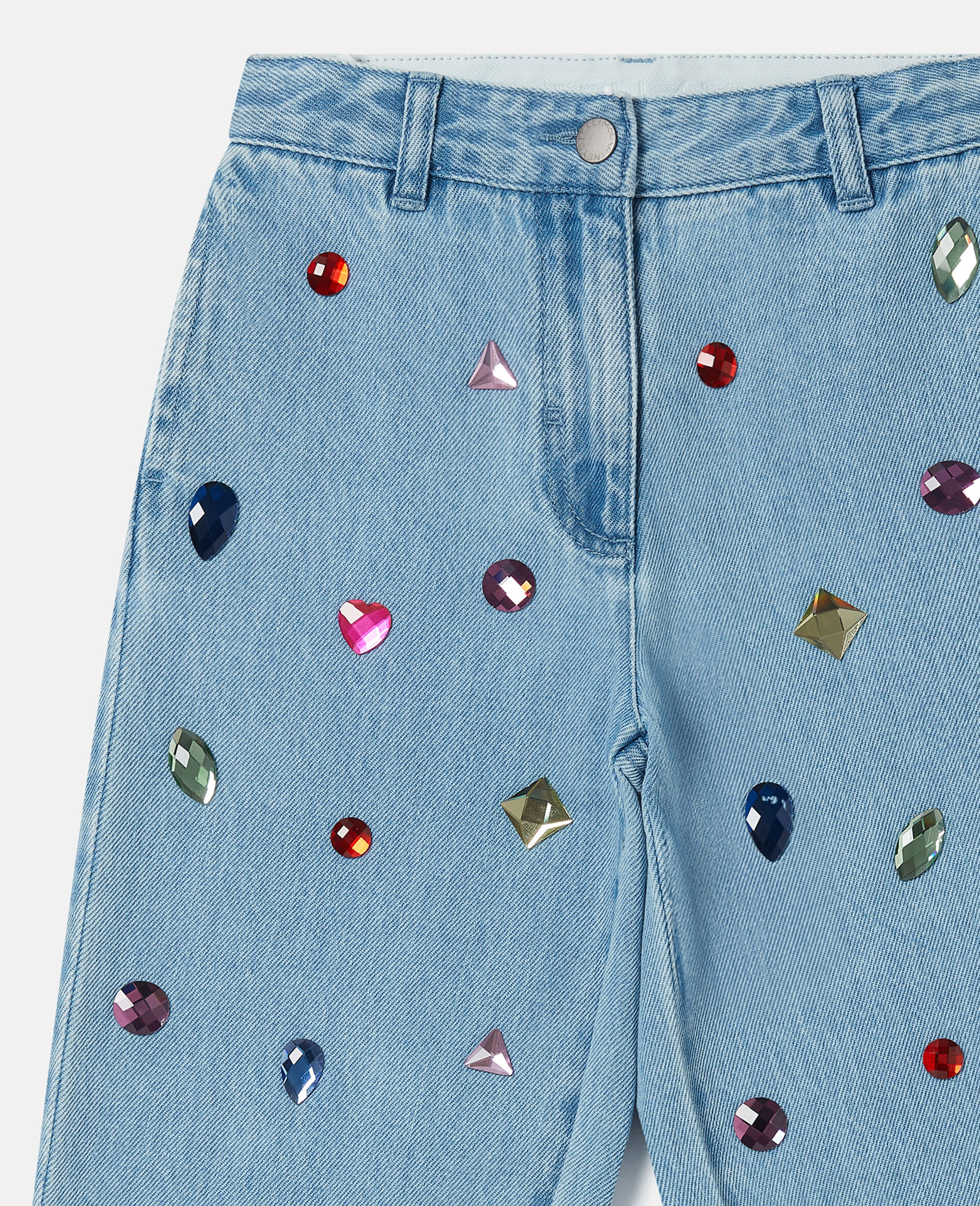 Jewel Embroidered Denim Jeans-Blue-large image number 1