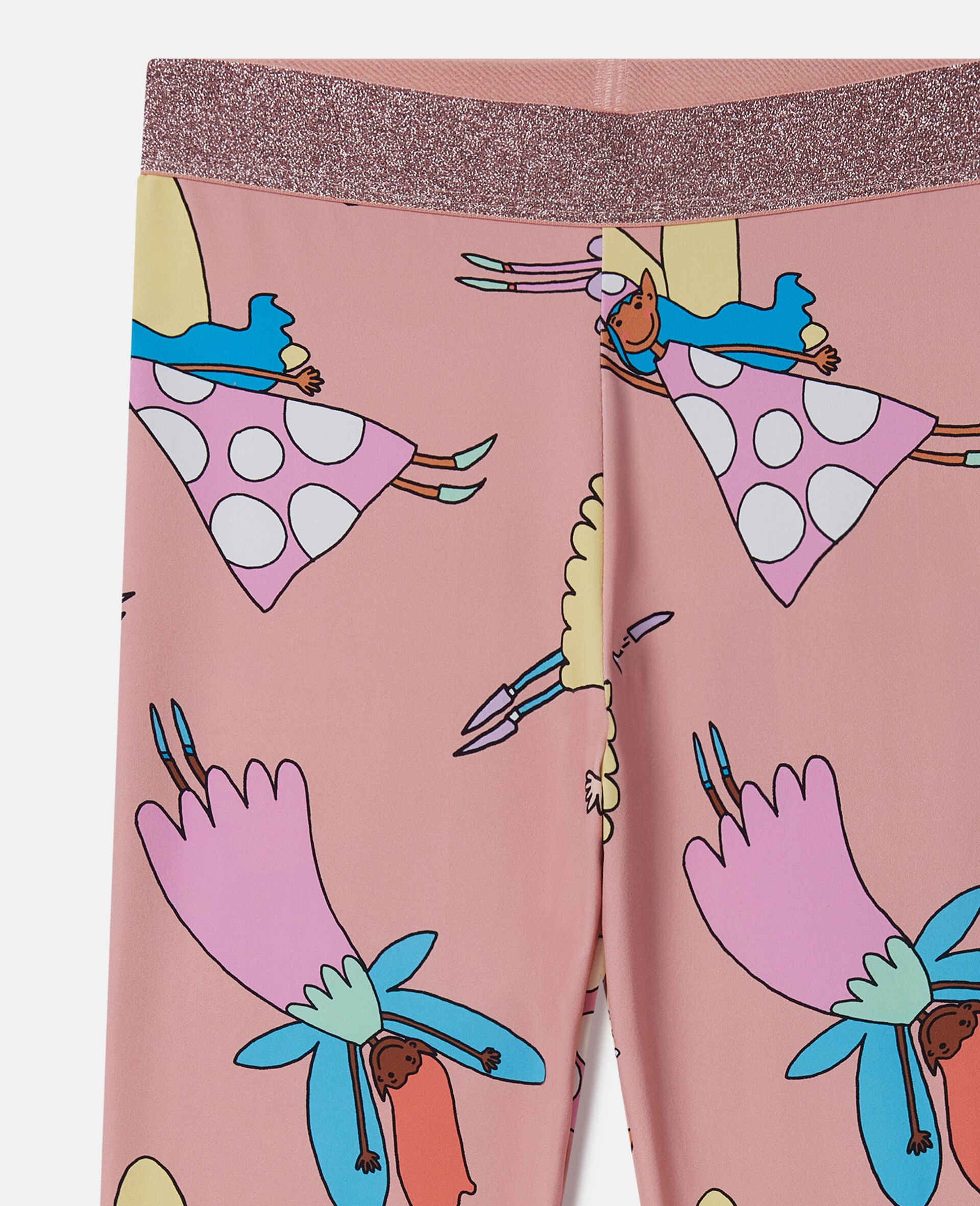 Fairies Print Elasticated Leggings-Pink-large Fairies Print Elasticated Leggings-Pink-large image number 1
