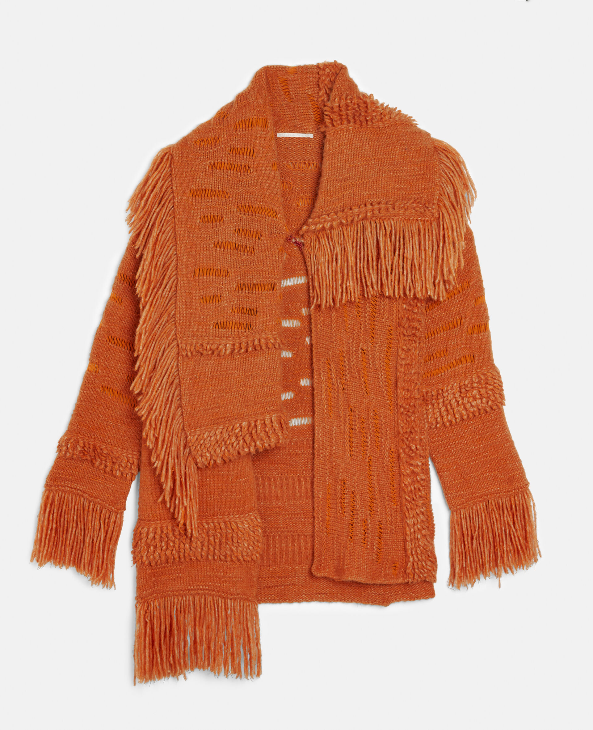 Textured Knit Coat-Orange-large