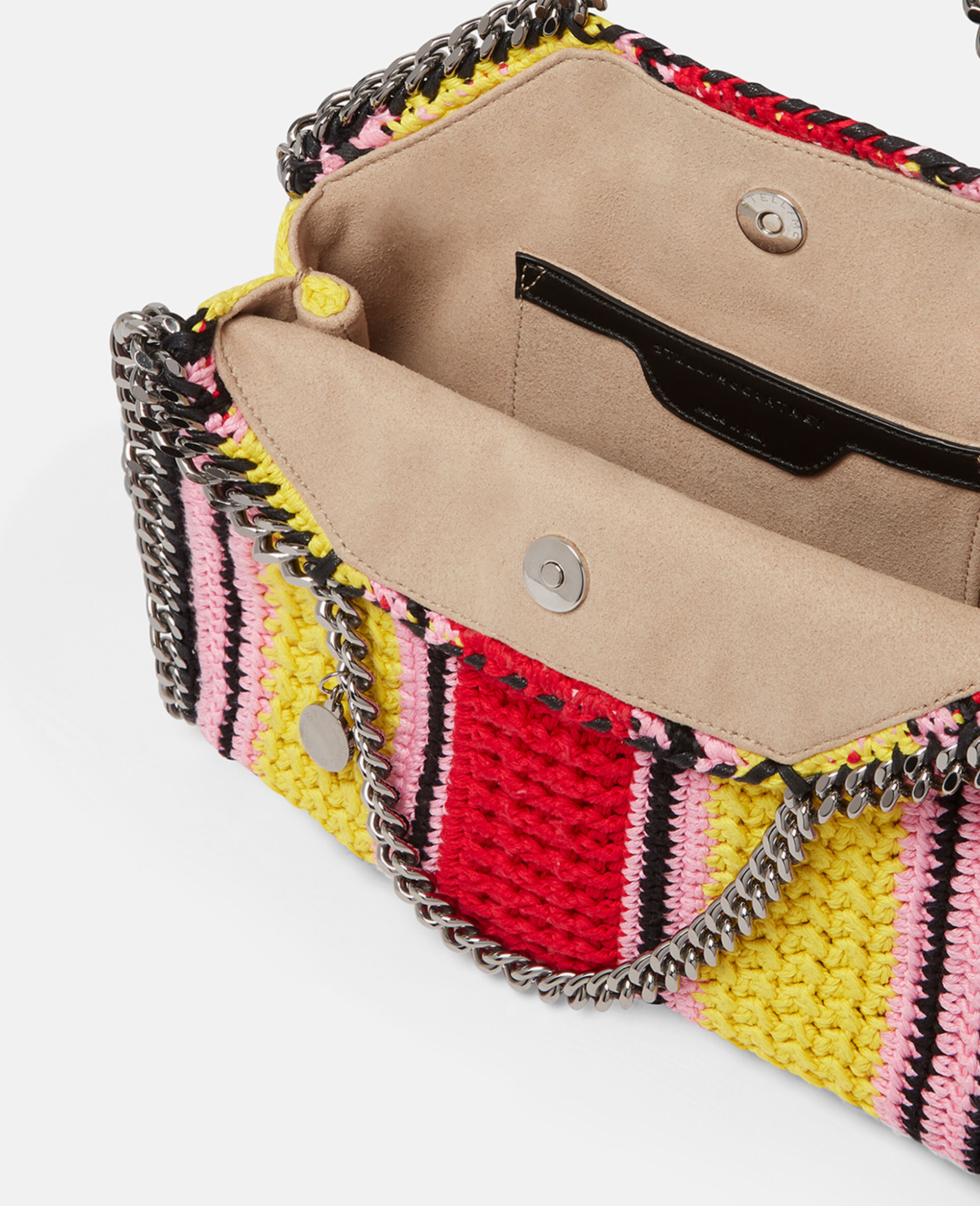 Falabella Striped Cotton Crochet Mini Tote Bag-Green-large image number 4