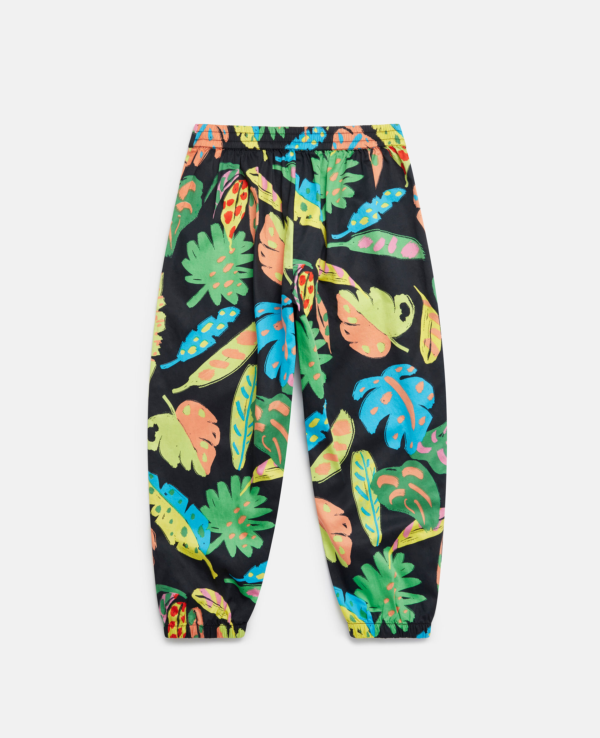 Palm Leaf Print Harem Trousers-Black-large image number 2