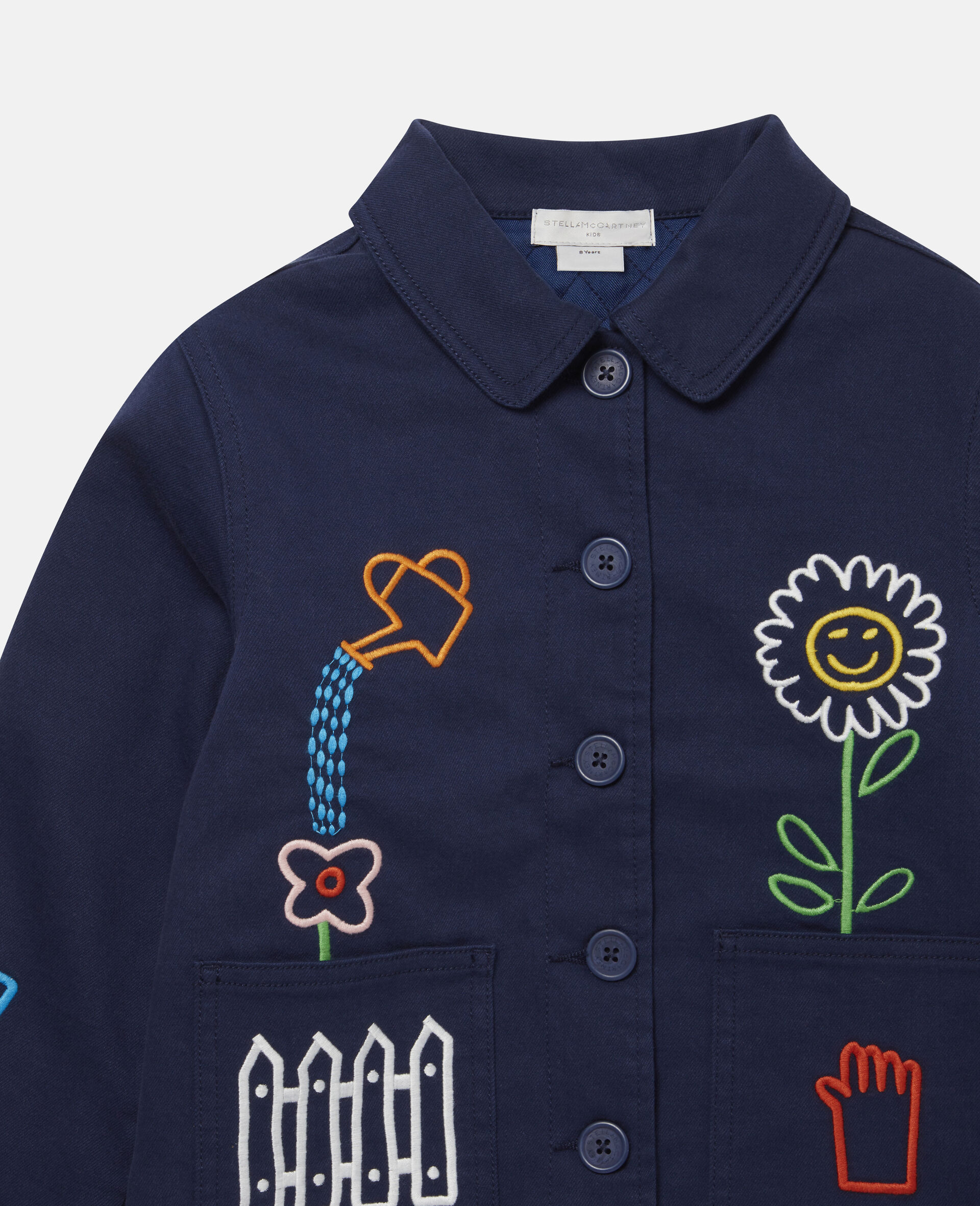 Embroidered Garden Denim Jacket -Blue-large image number 1