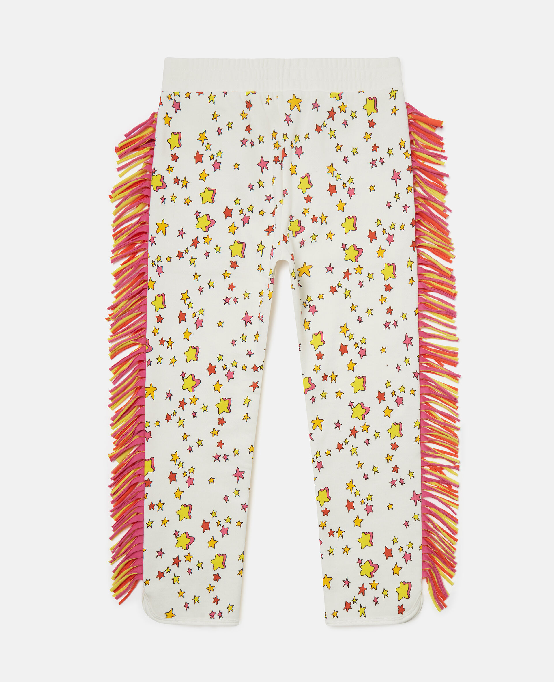 Star Graphic Fringed Drawstring Joggers-White-large image number 2