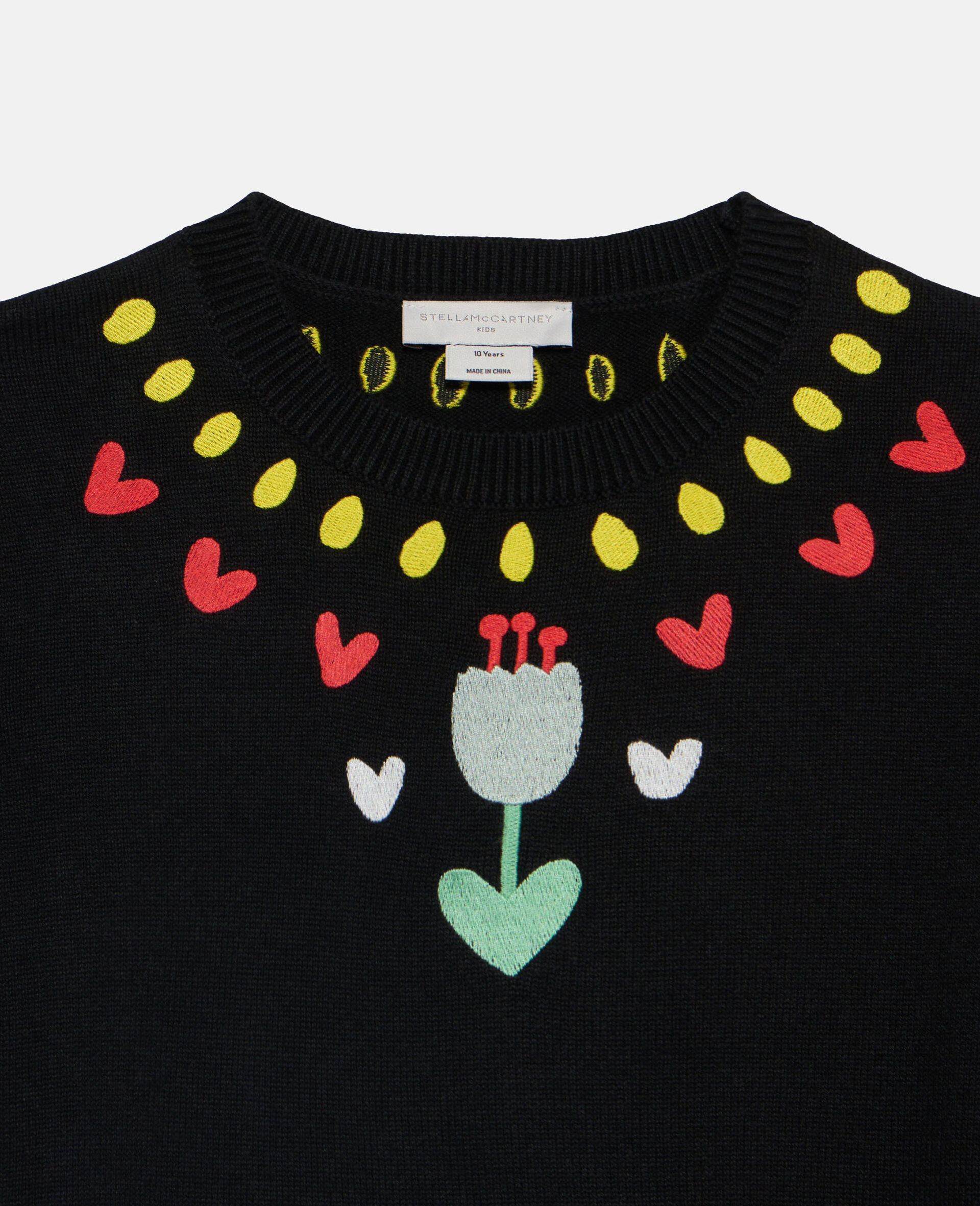 Tulip Embroidery Sweater Dress-Black-large image number 2