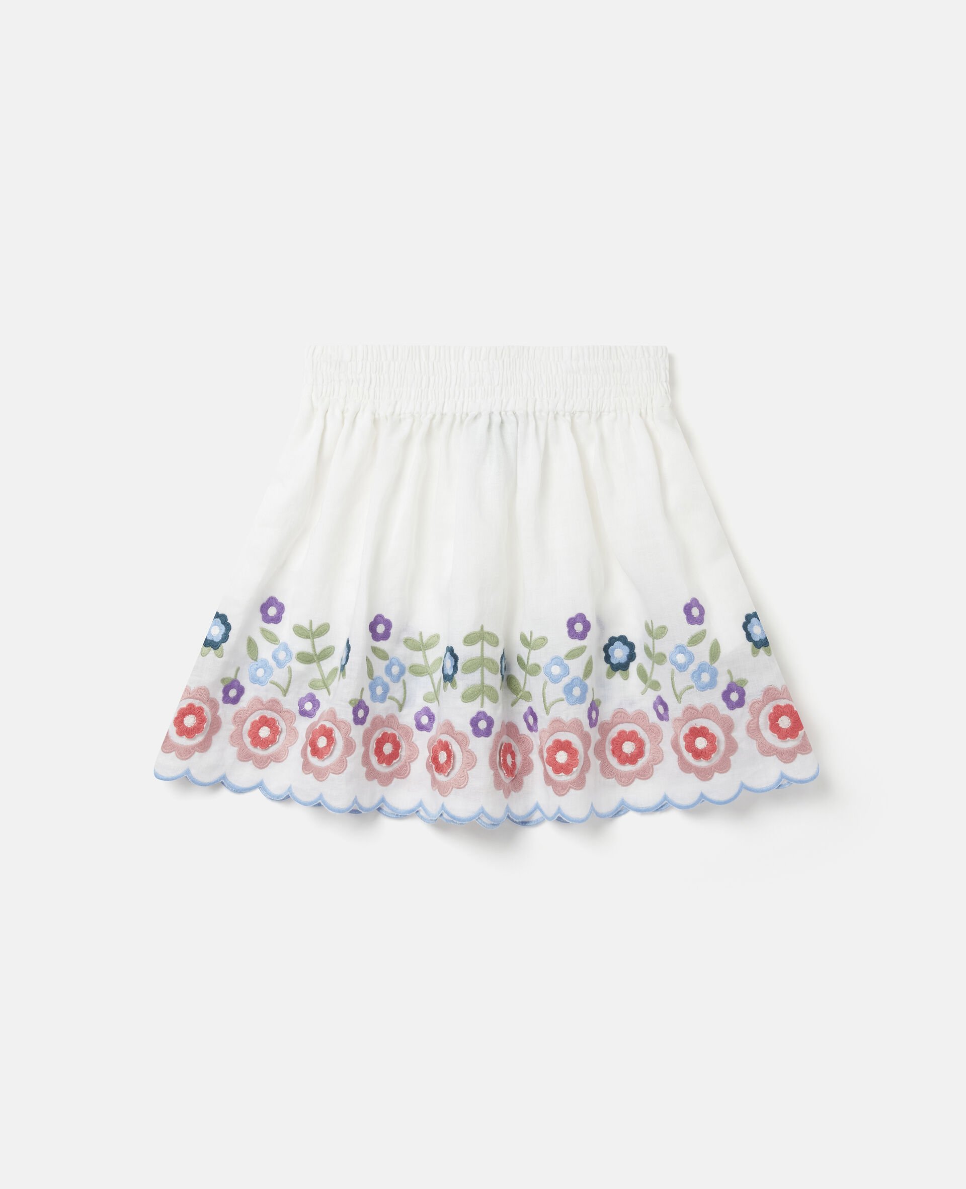 Flower Embroidered Ramie Skirt-White-large Flower Embroidered Ramie Skirt-White-large image number 0