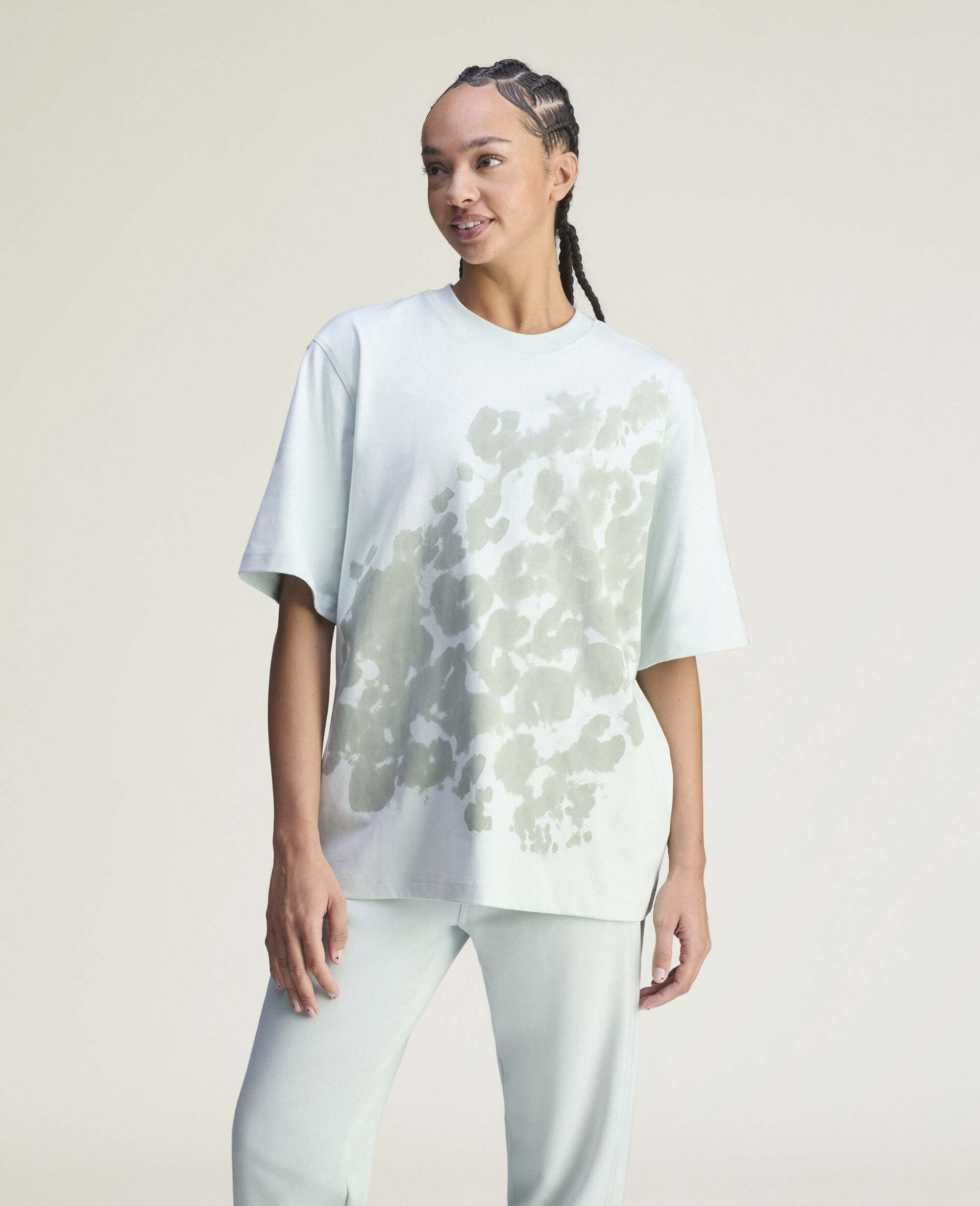 T shirt oversize avec imprime leopard et logo-Vert-medium