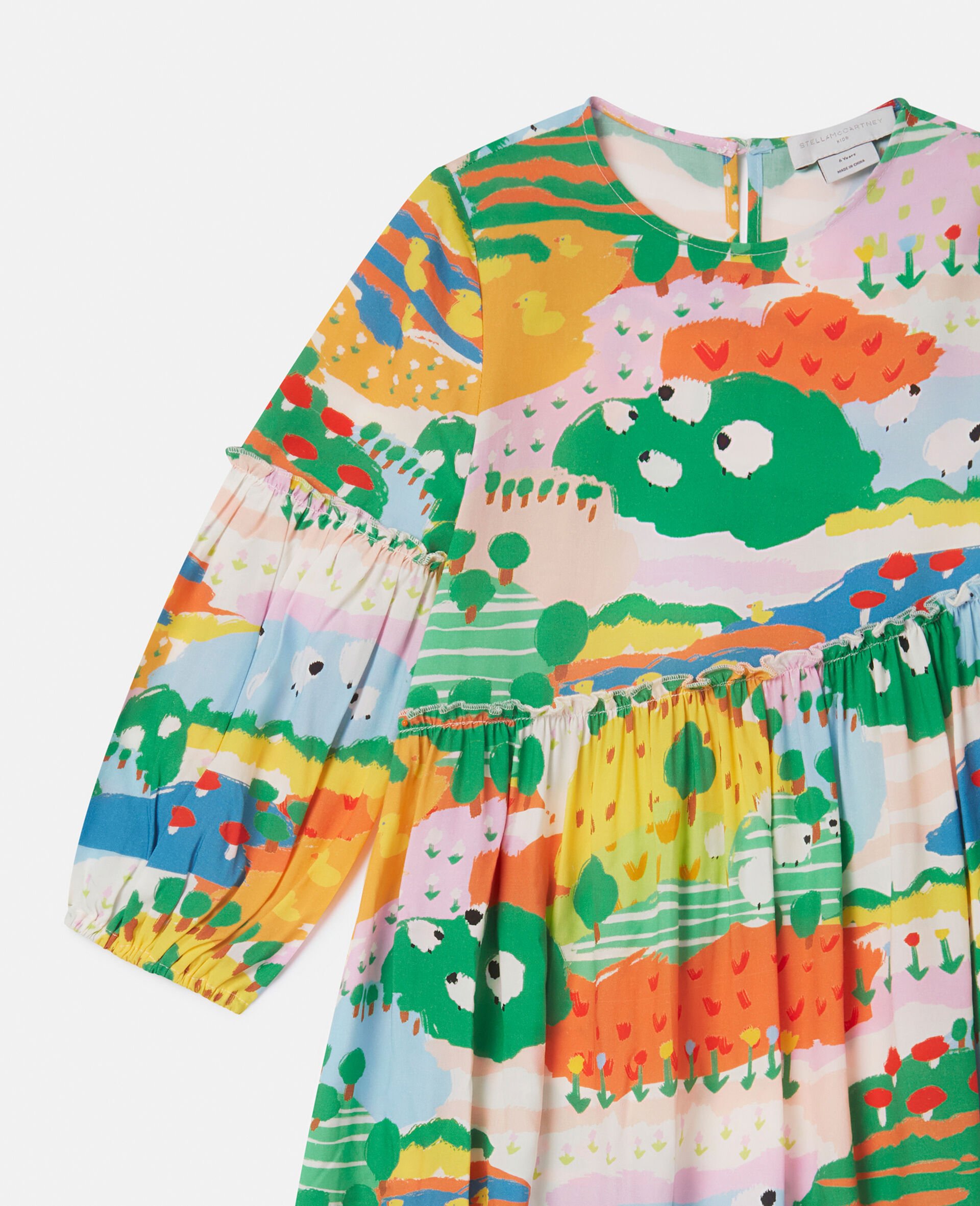 Farmyard Print Long-Sleeve Dress-Multicolour-large Farmyard Print Long-Sleeve Dress-Multicolour-large image number 1