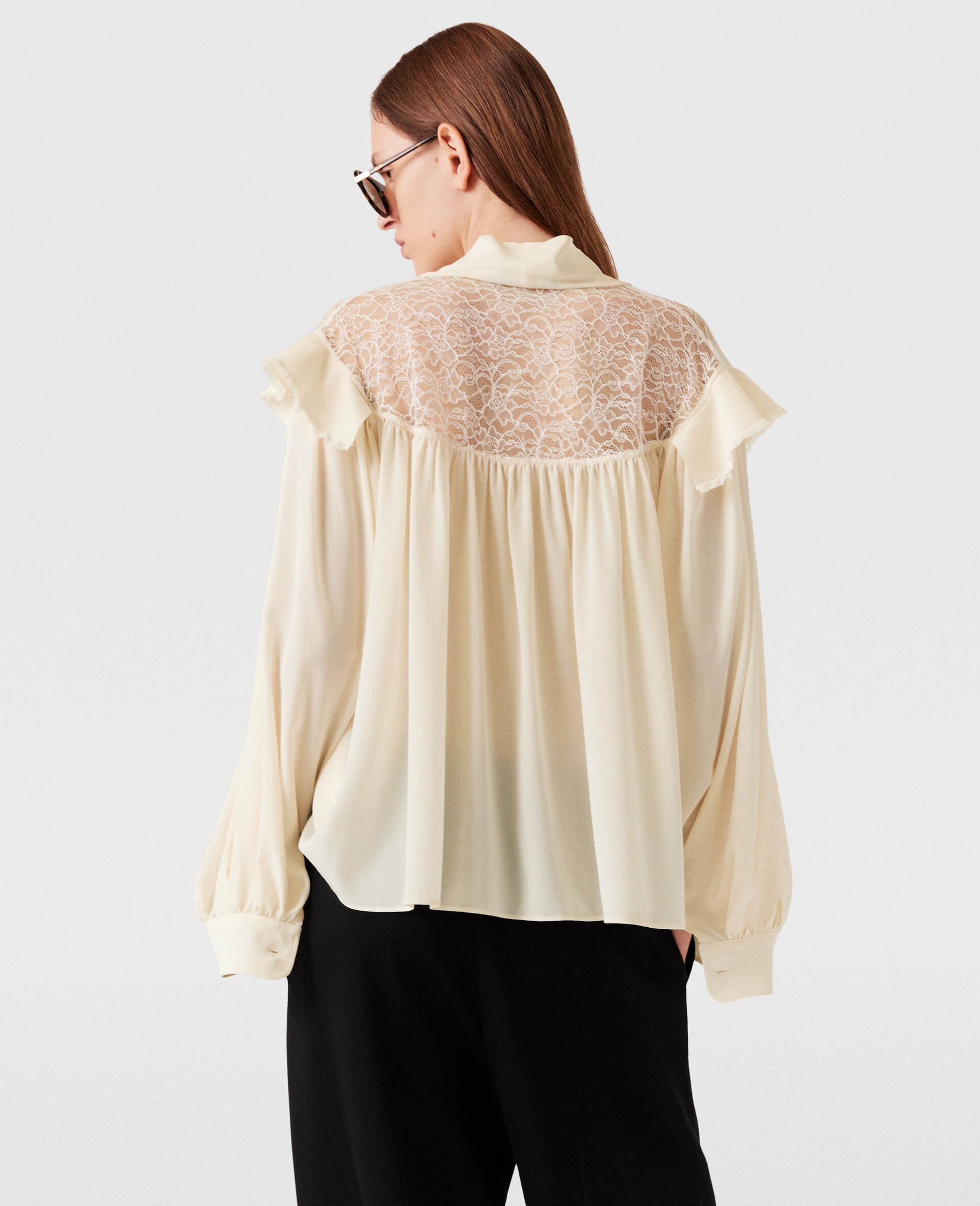 Silk Crêpe de Chine Pussybow Shirt-Cream-large image number 3