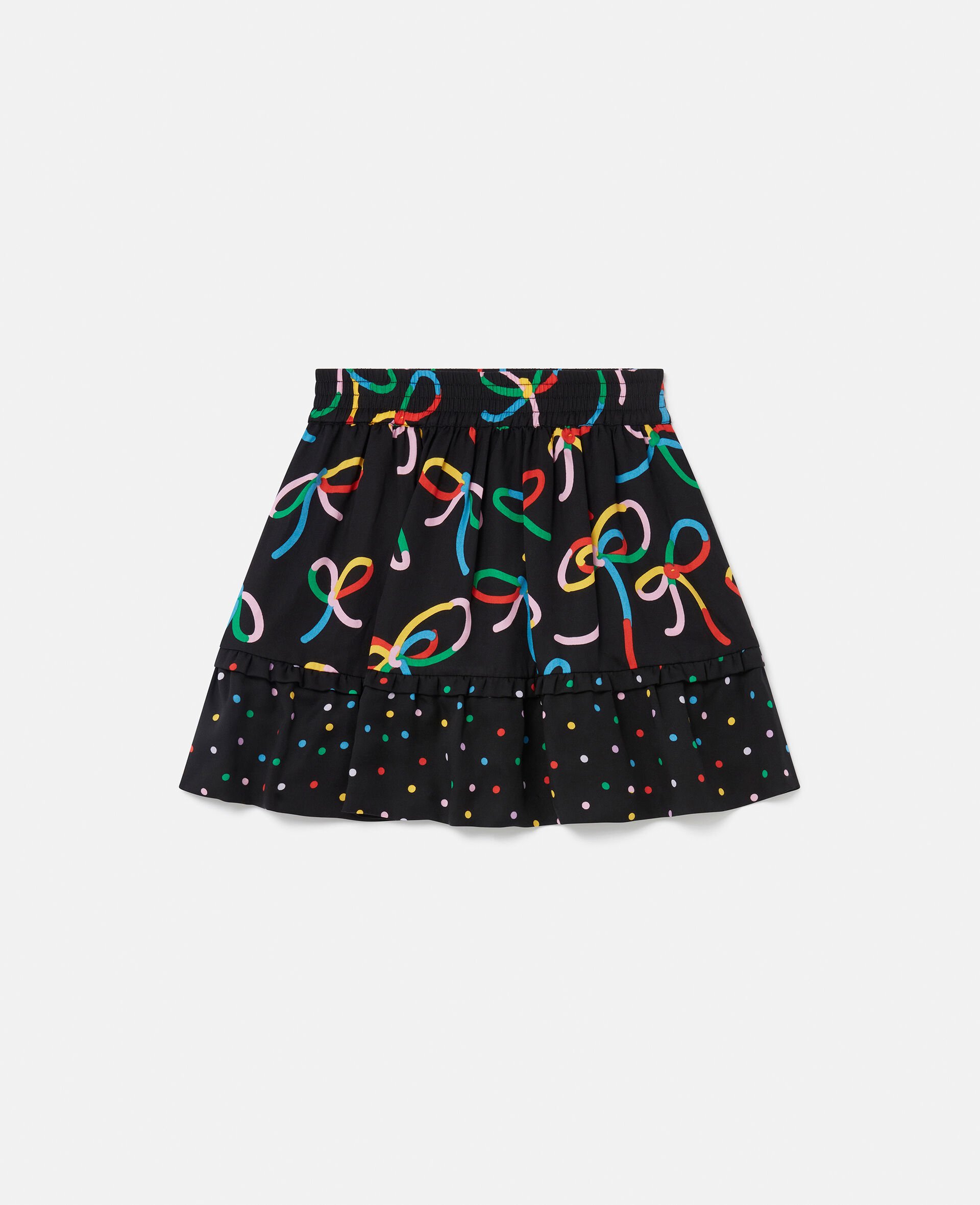 Ribbon Print Polka-Dot Skirt -Multicoloured-medium