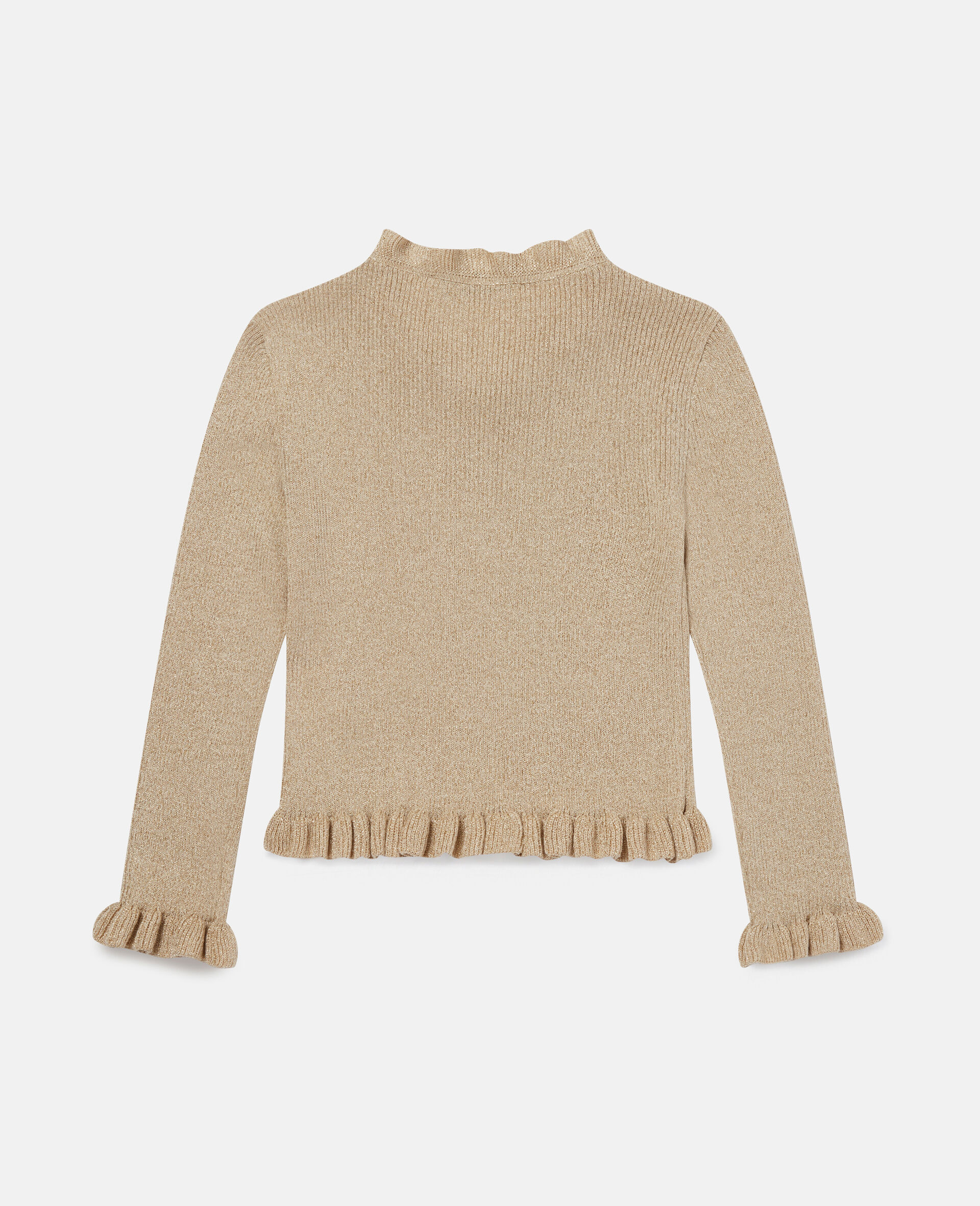 Gold Frilled Knit Jumper-Yellow-large image number 3