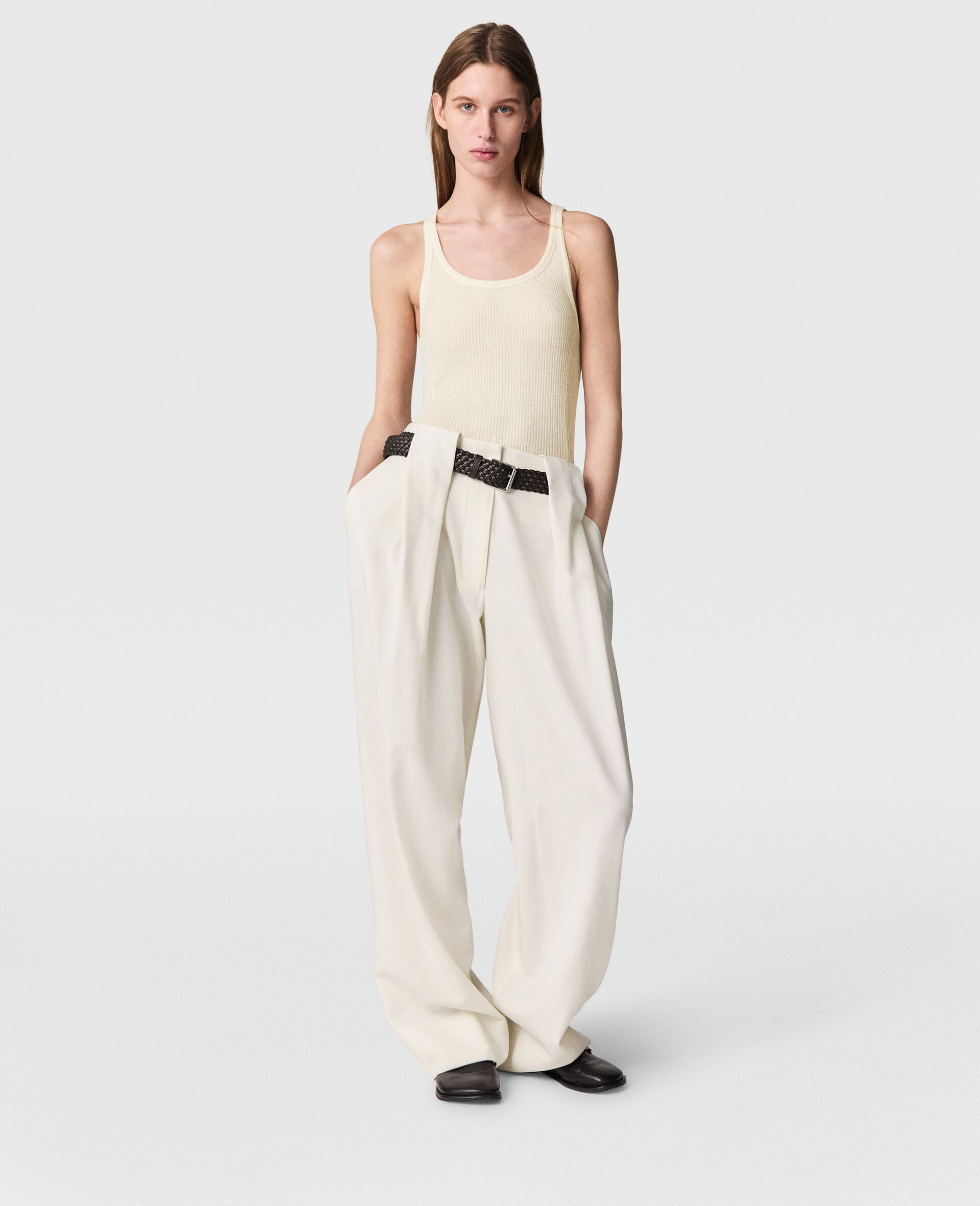 Sheer Ribbed Kelsun™ Tank Top-Beige-large image number 4