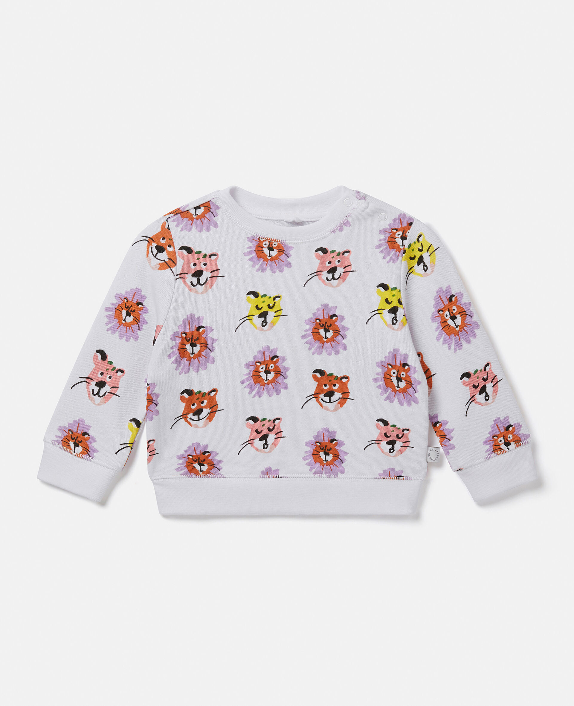 Cheetah Face Print Sweatshirt-White-large image number 0