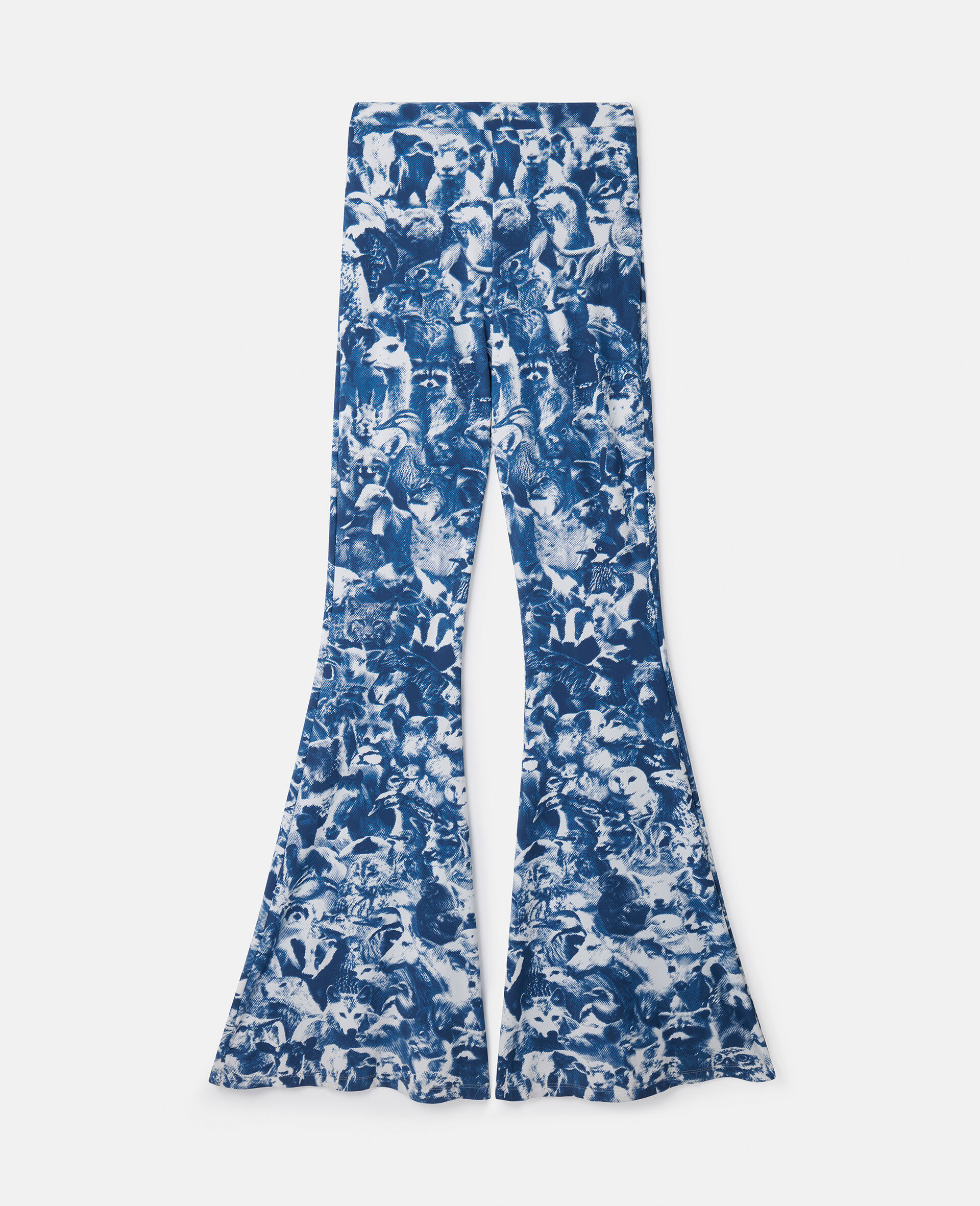 Animal Forest Print Flared Jeans-Blue-large image number 0