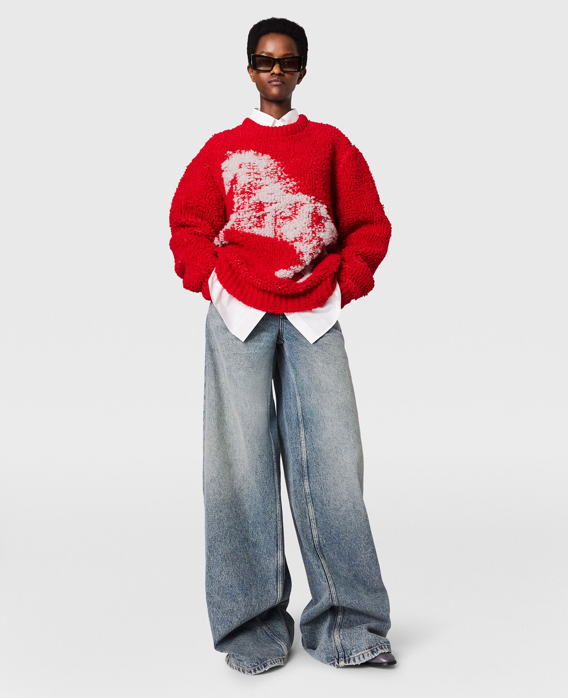 Airbrushed Horse Graphic Crewneck Jumper-Red-large image number 6