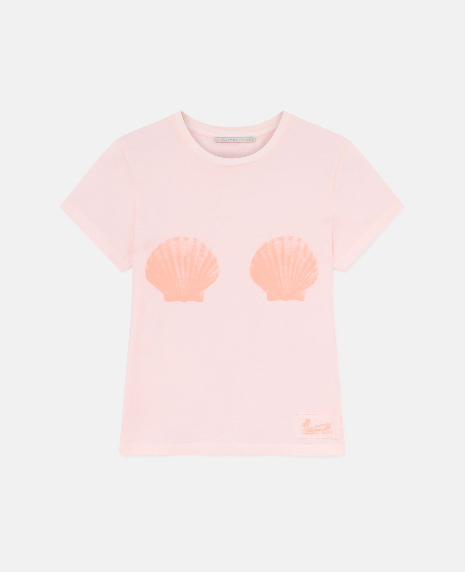 T shirt a col ras du cou coquillage-Rose-large image number 0