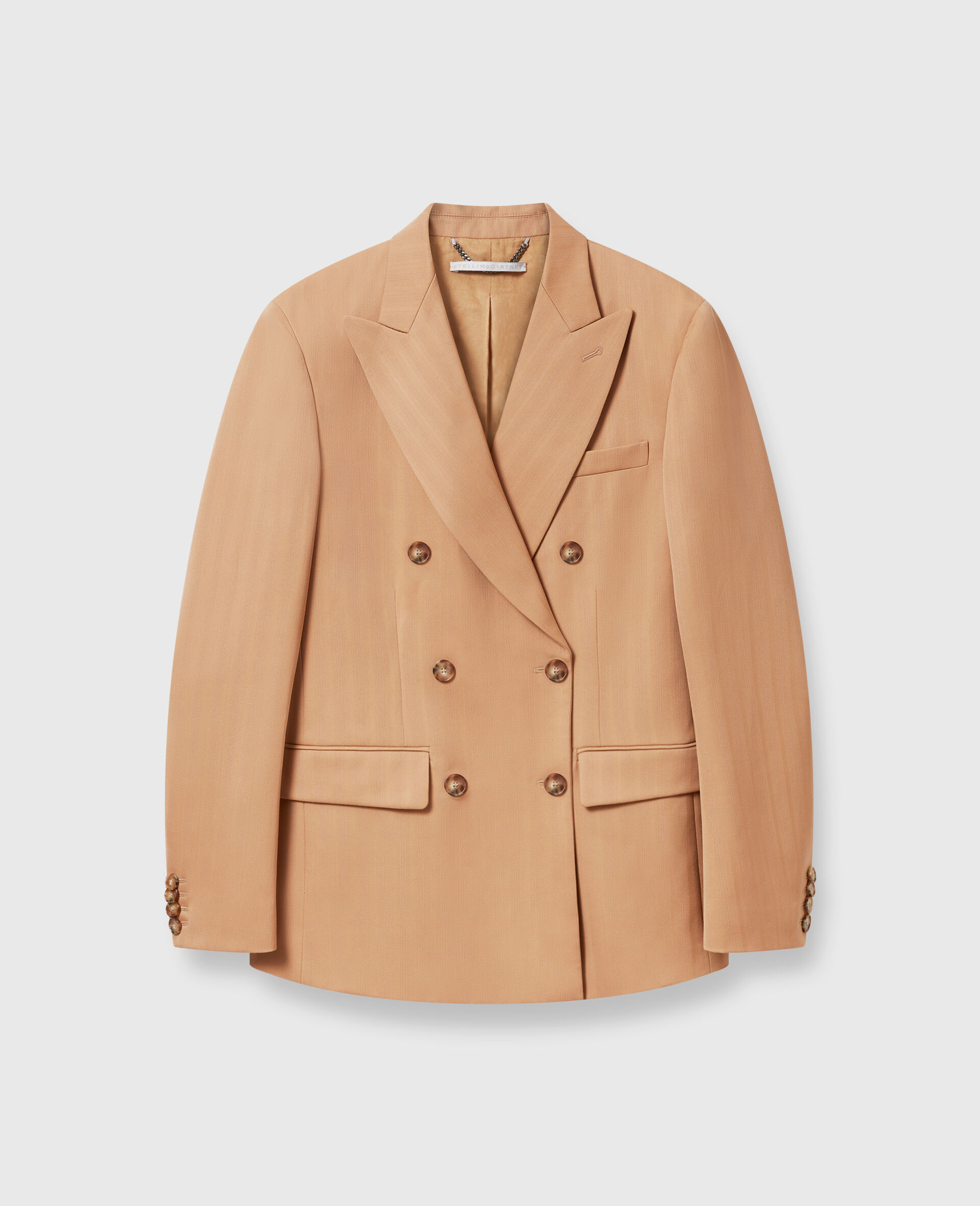 Striped Double-Breasted Blazer-Brown-large image number 0
