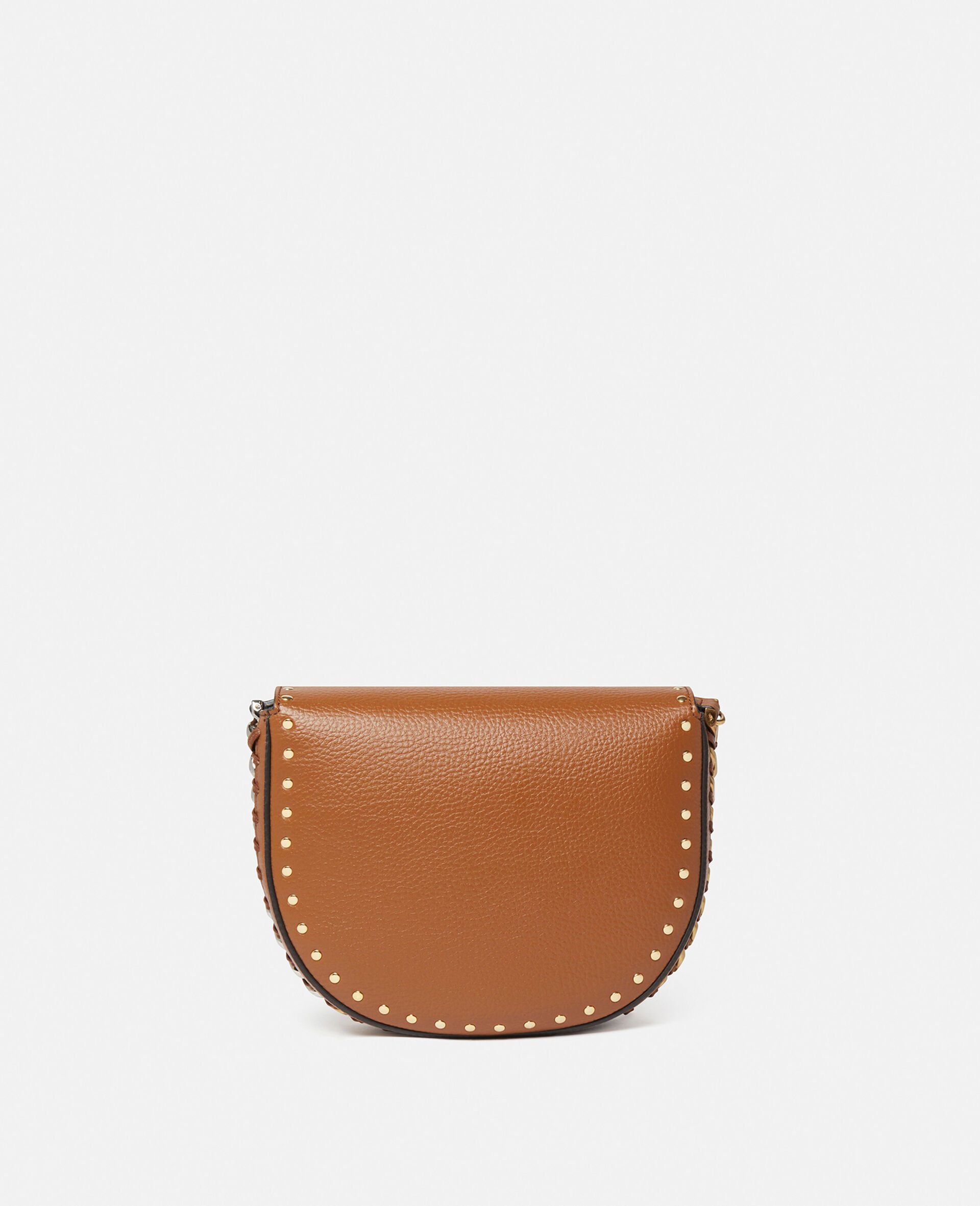 Frayme Studded Grainy Alter Mat Medium Flap Shoulder Bag-Brown-large image number 3