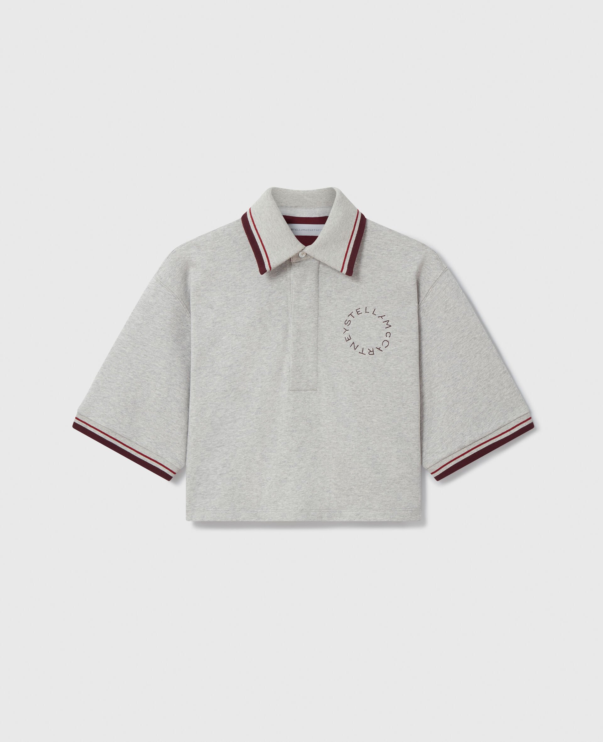 Cropped Short-Sleeve Rugby Shirt-Grey-medium Cropped Short-Sleeve Rugby Shirt-Grey-medium