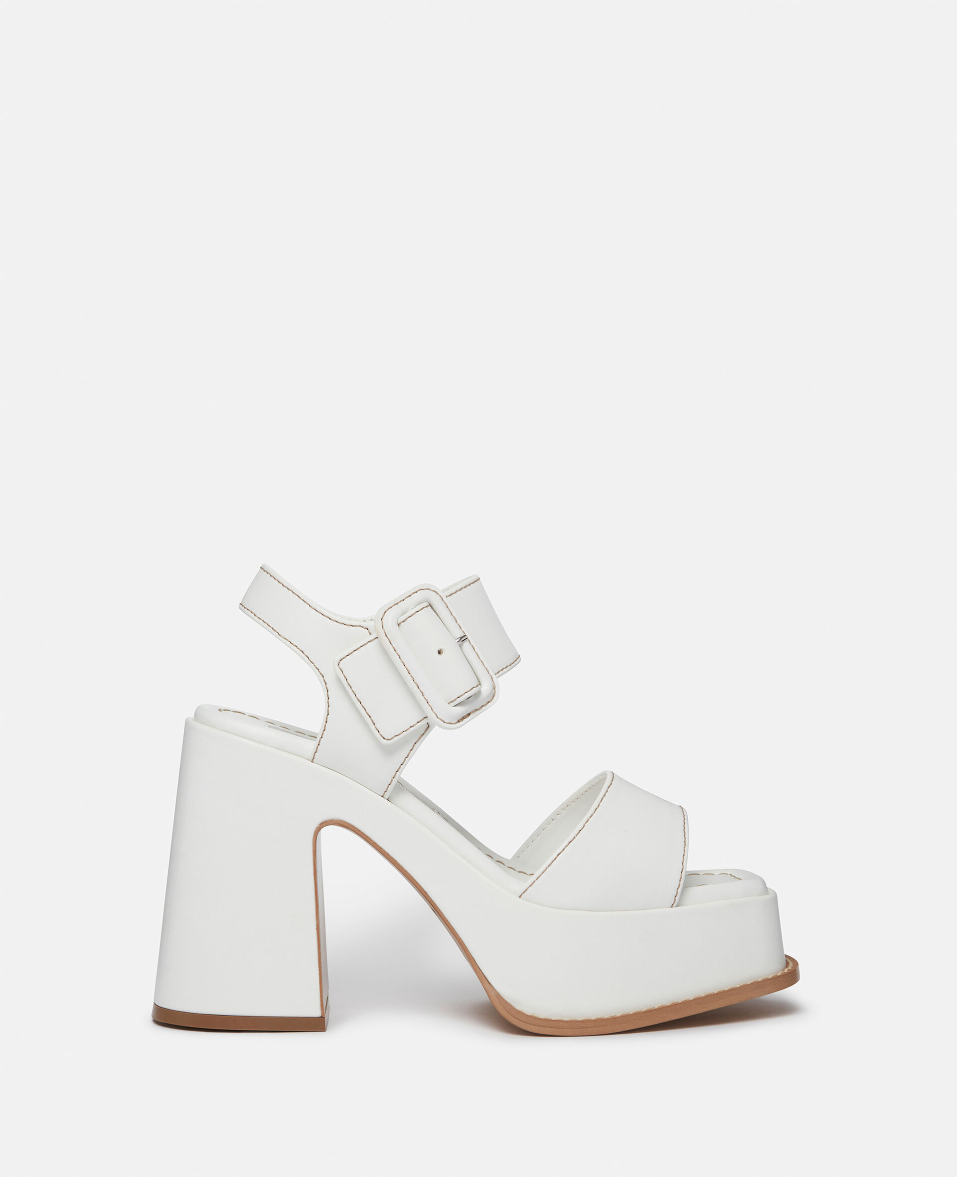 Skyla Buckled Platform Sandals-White-large image number 0