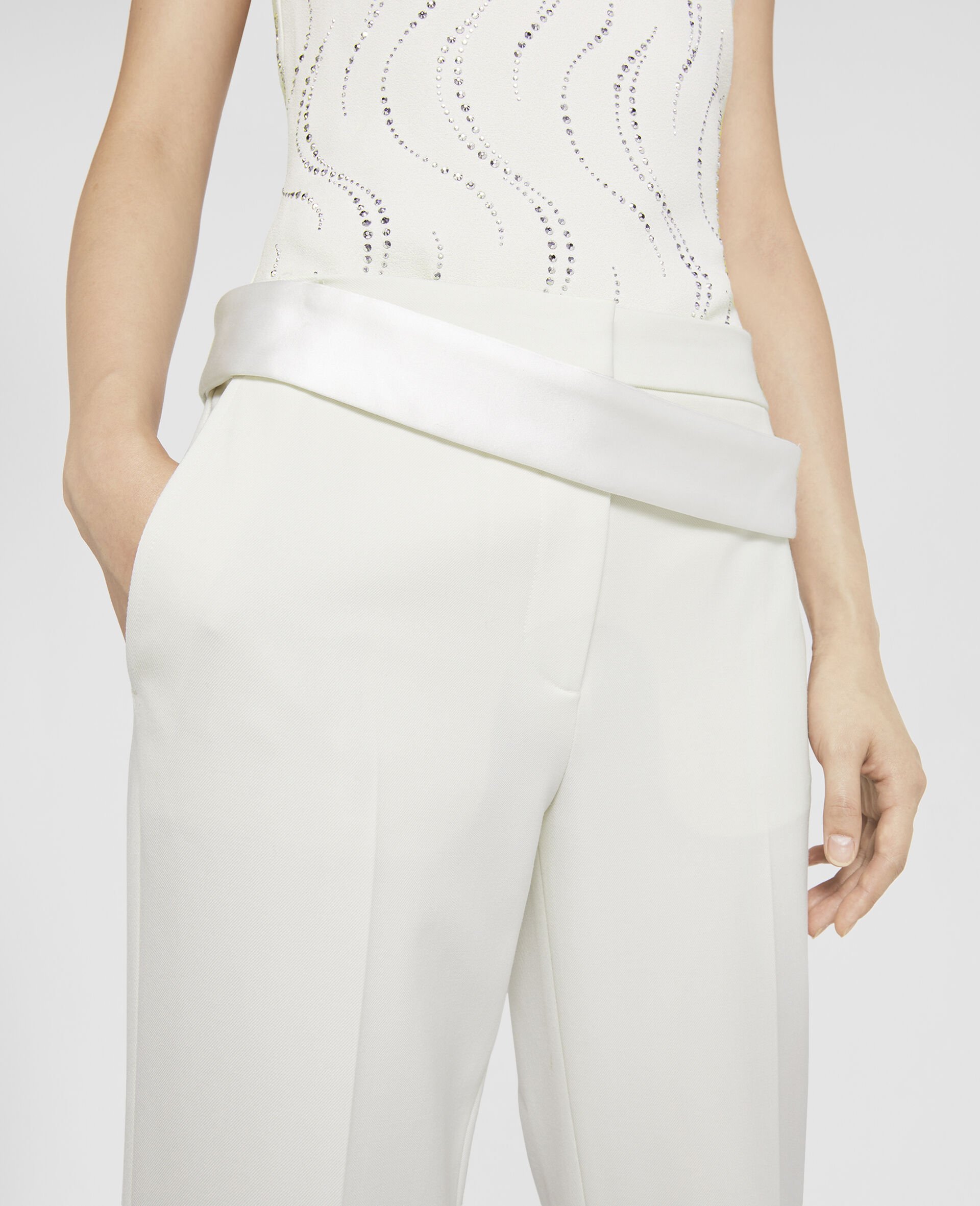 Pantaloni smoking sartoriali in twill-Nero-large image number 1