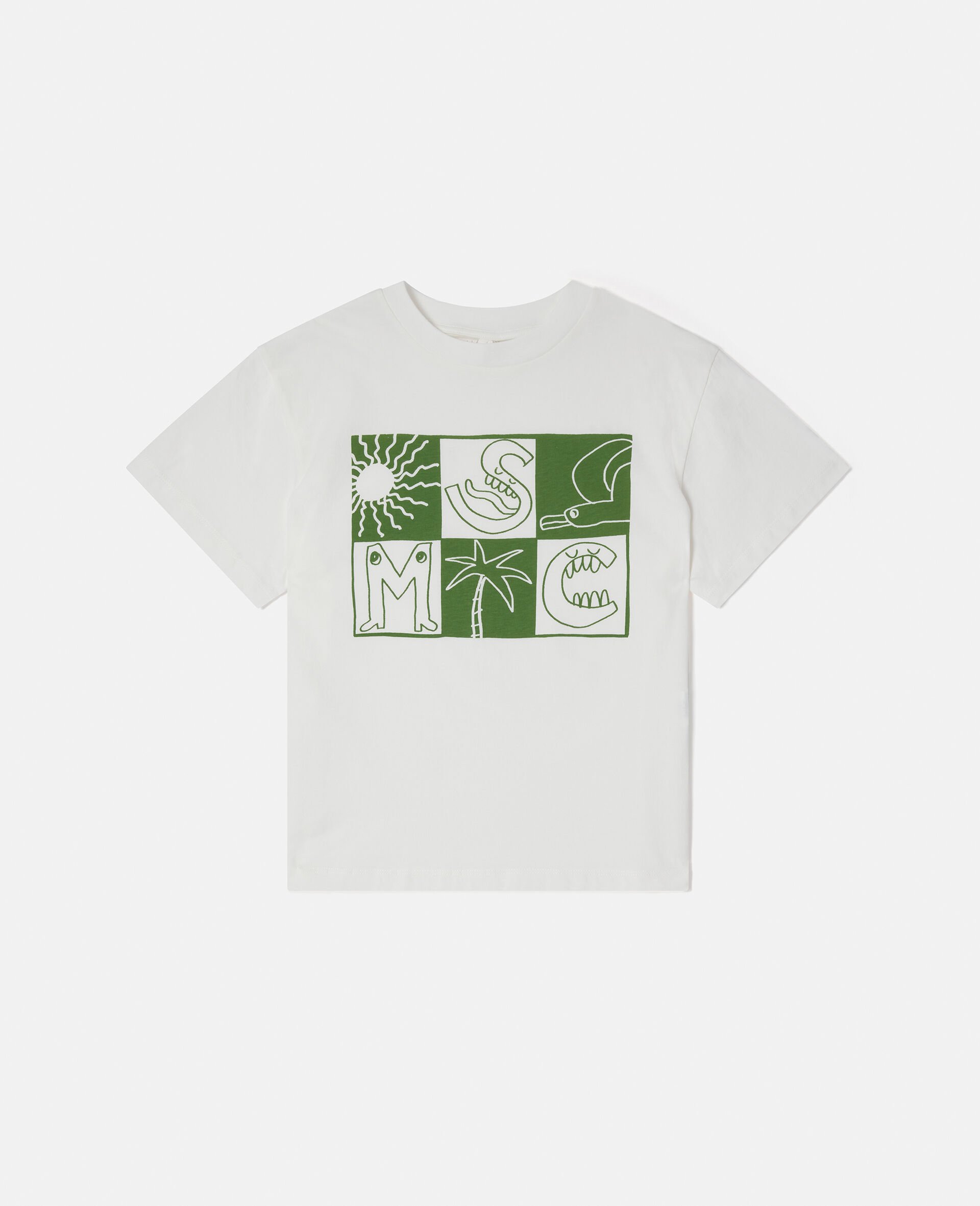 Brand Lettering Check T-Shirt-Cream-large image number 0