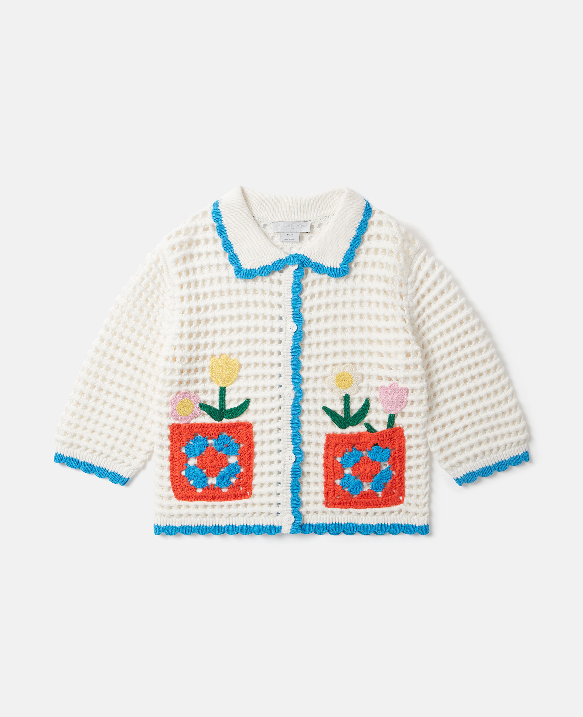 Floral Appliqu&eacute; Cardigan-White-medium