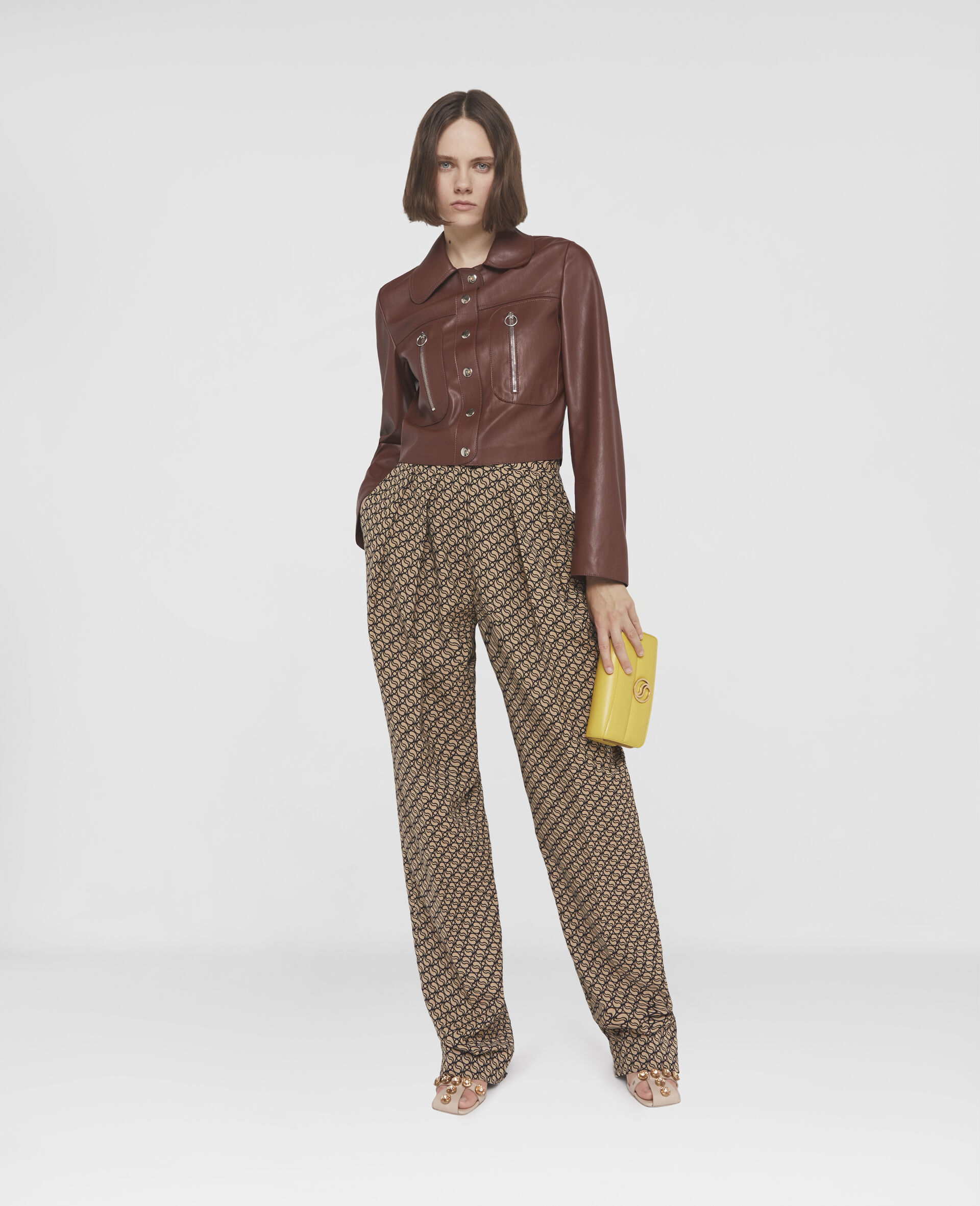 Zip Front Alter Mat Shirt Jacket-Brown-large image number 1