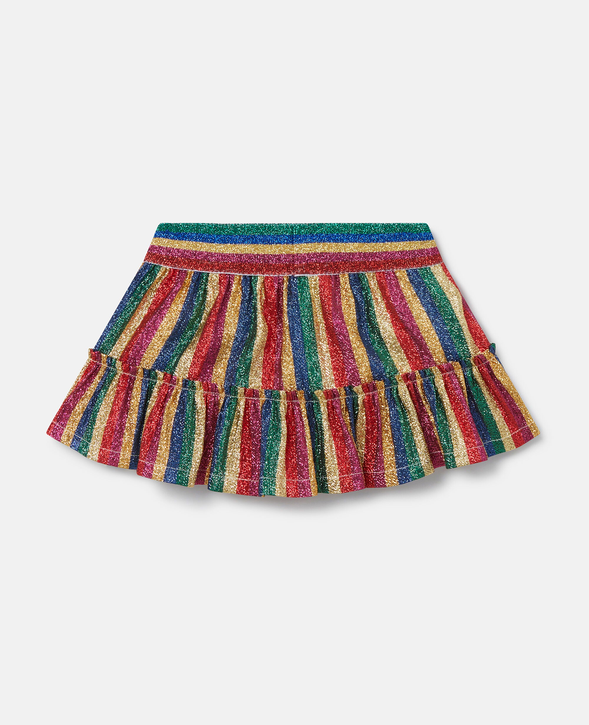Women Multicolour Metallic Rainbow Stripe Skater Skirt Stella