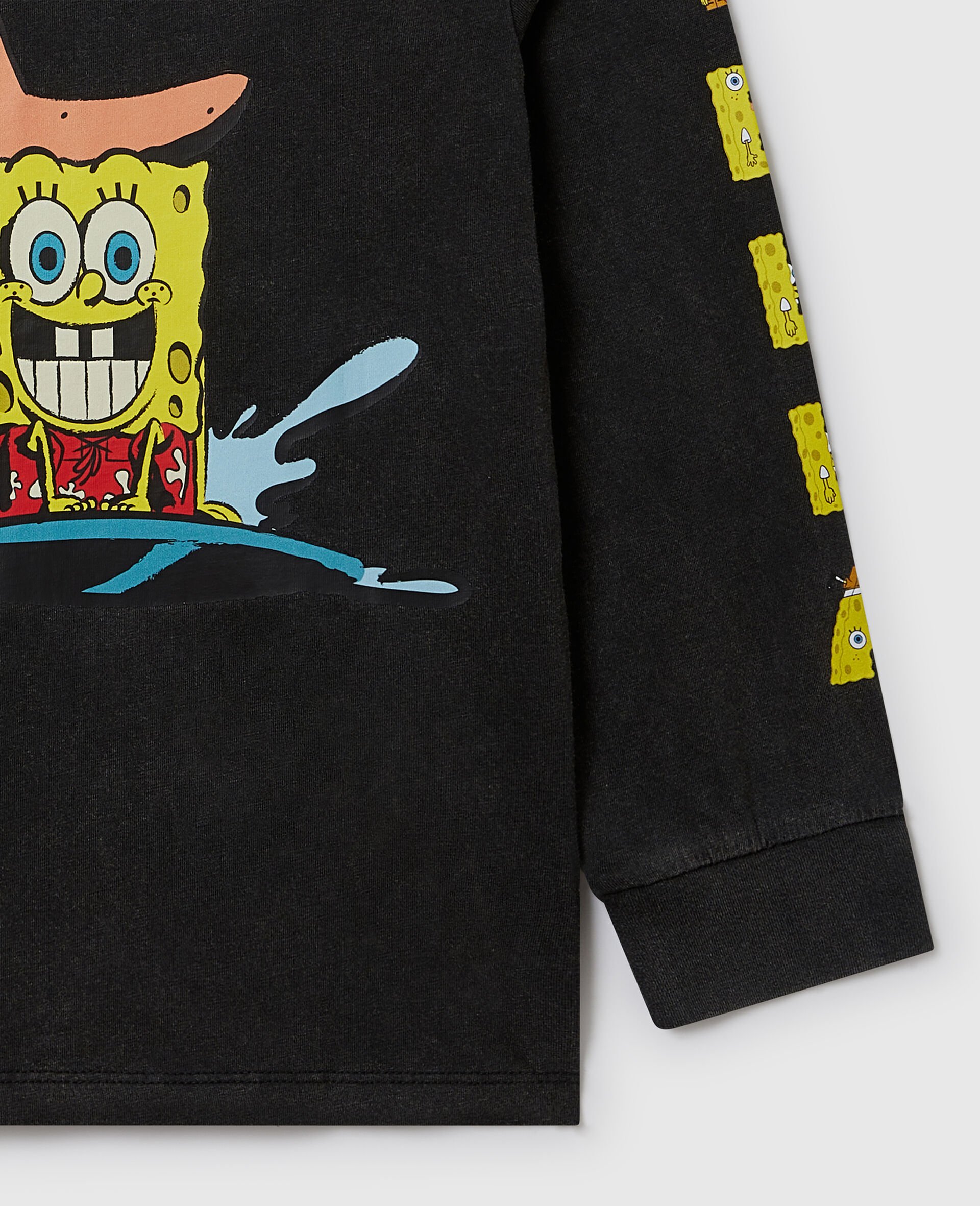 SpongeBob Graphic Long Sleeve T-Shirt-Black-large image number 1