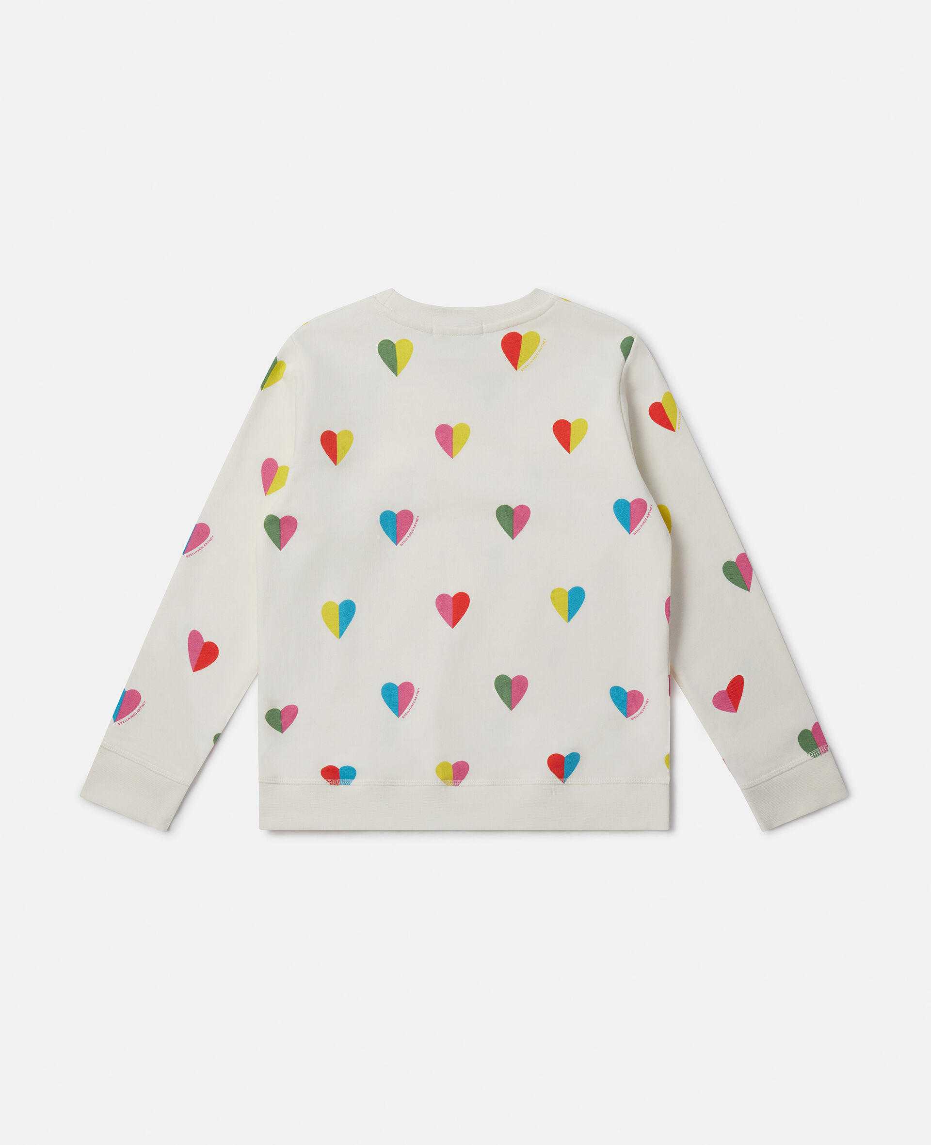 Heart Print Longline Sweatshirt-White-large image number 2
