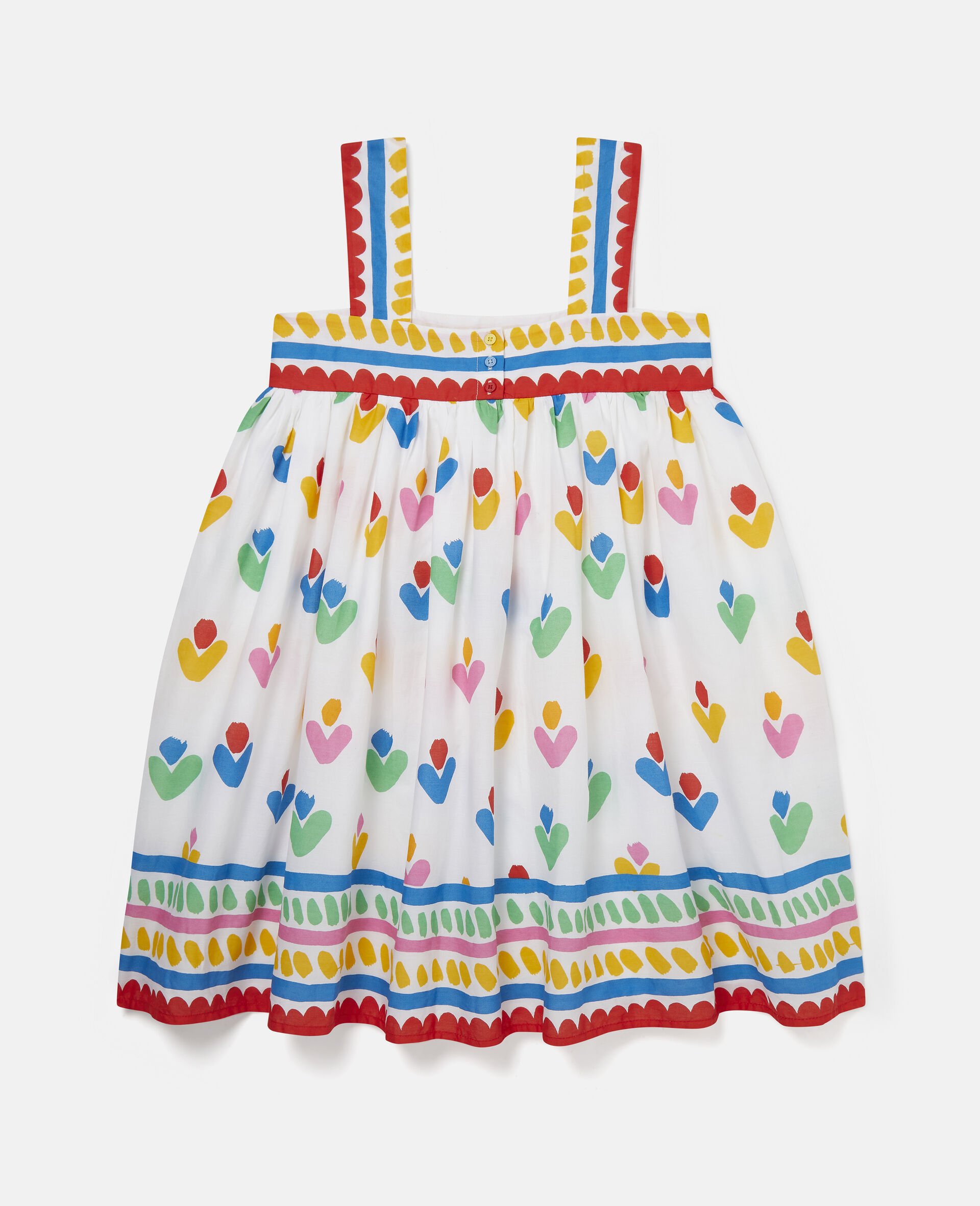 心形花朵印花棉质连衣裙-白色-large image number 2