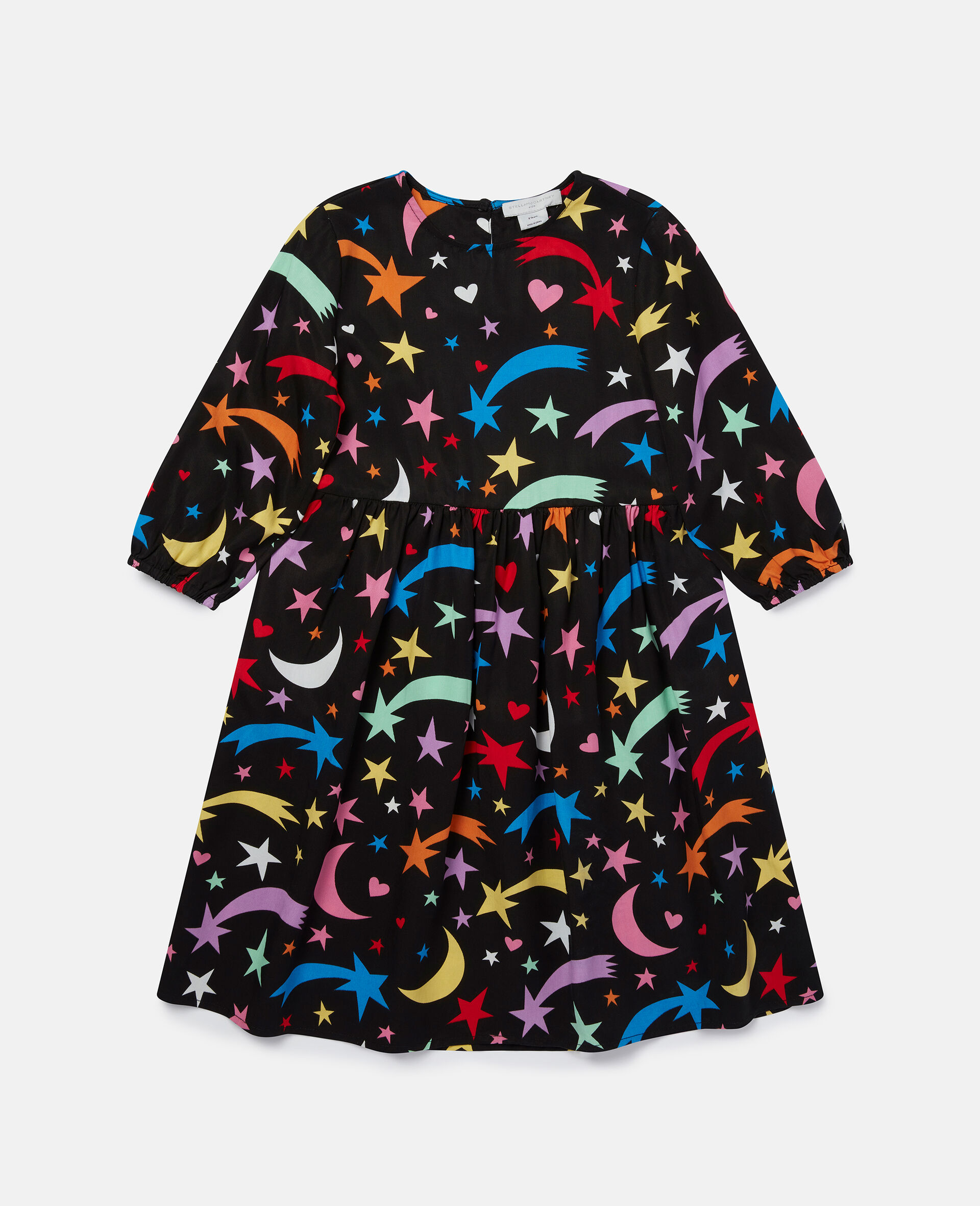 Shooting Star Print Twill Dress-Black-large image number 0
