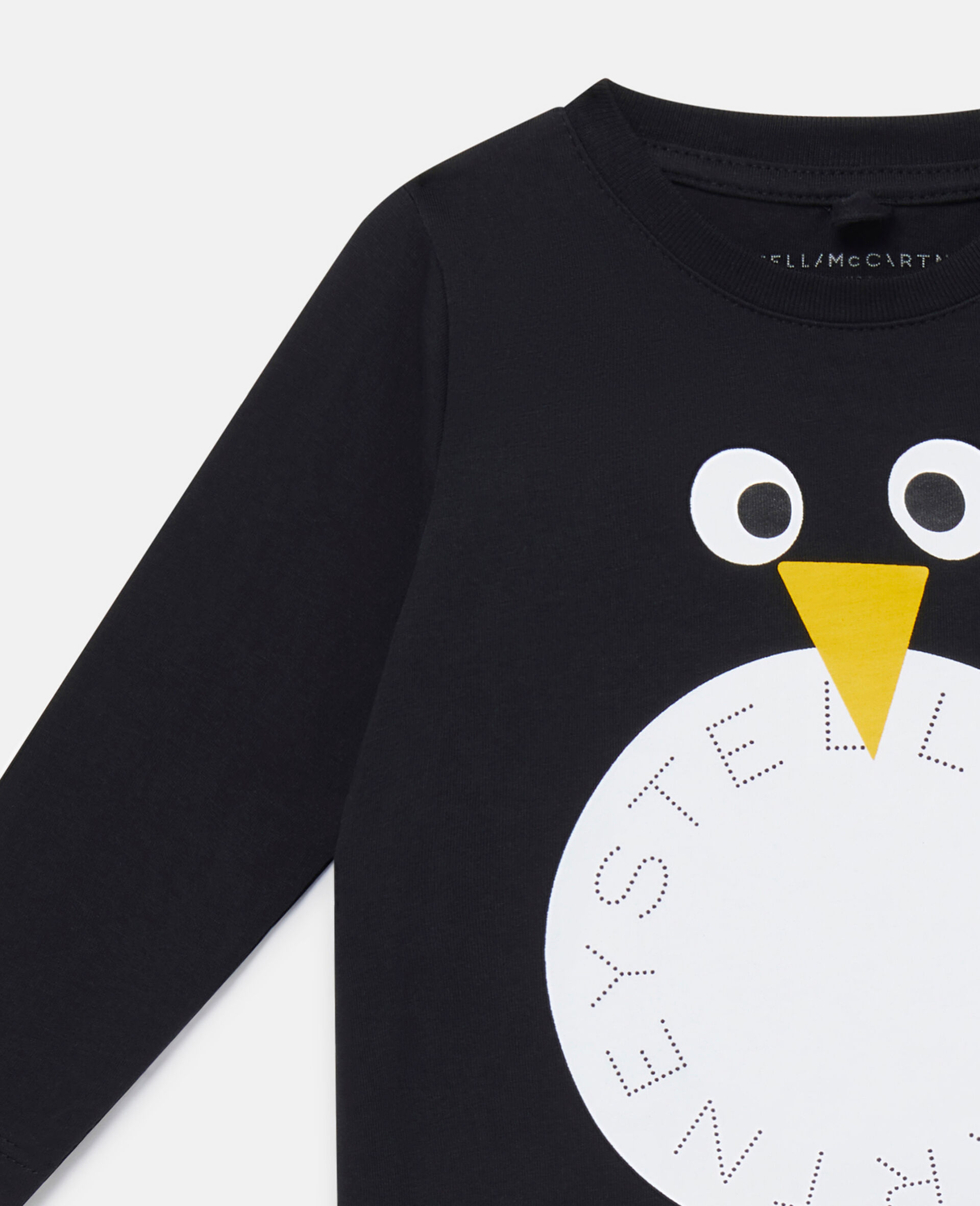 Penguin Motif Long Sleeve T-Shirt-Black-large image number 1